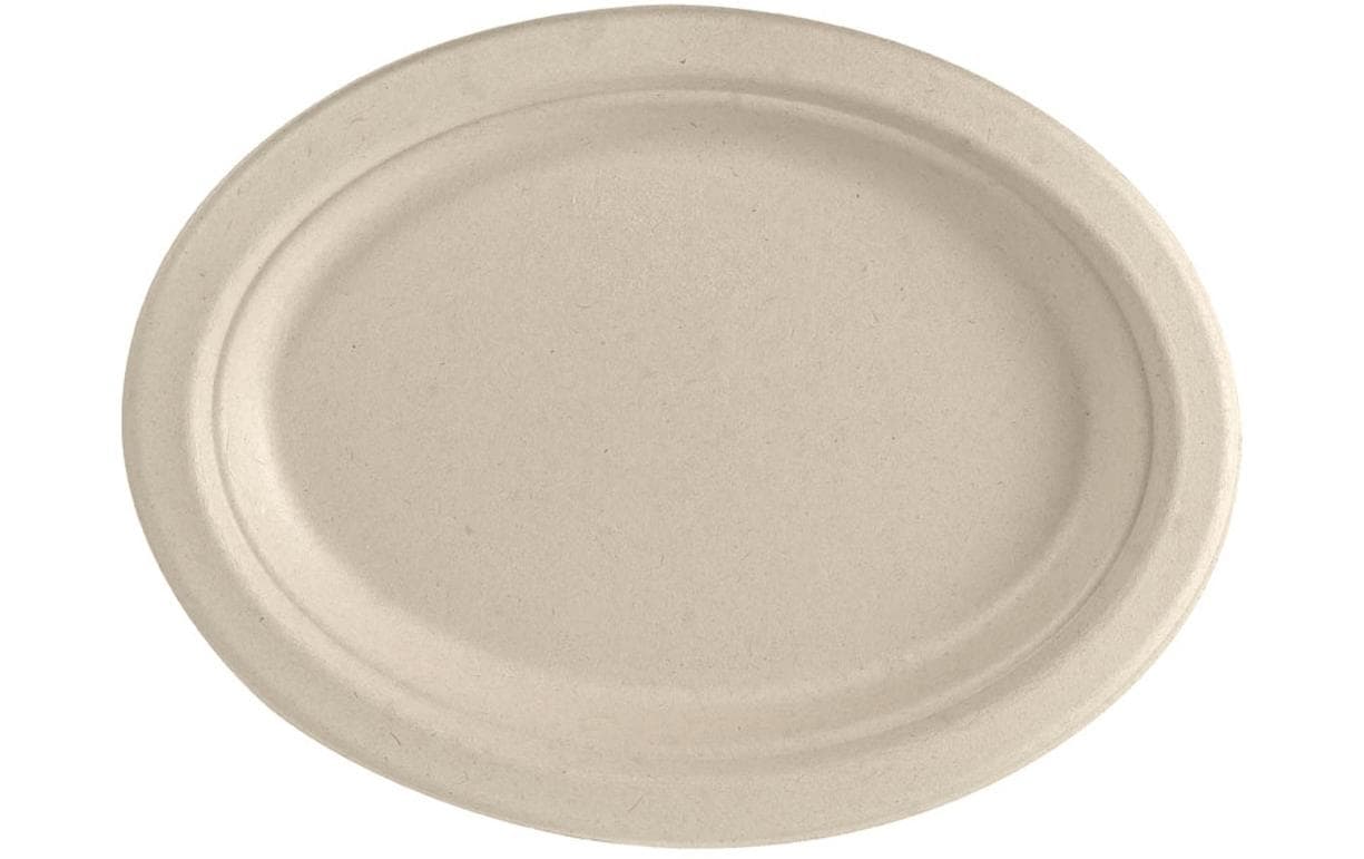 Duni Teller oval Braun 26 cm 50Stück, Bagasse Braun