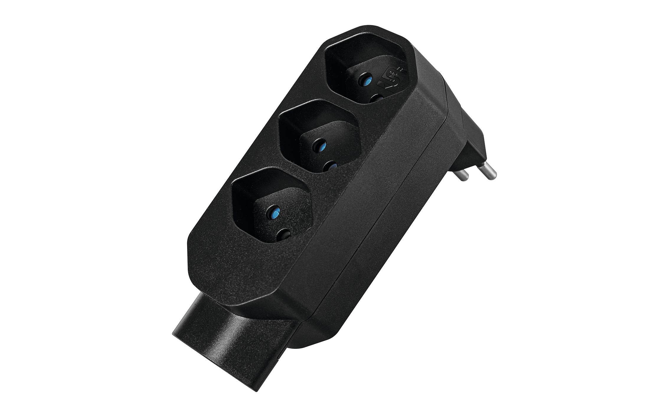 Steffen Manta Mehrfachadapter, 4xT13 1x U schwarz, drehbar 320°