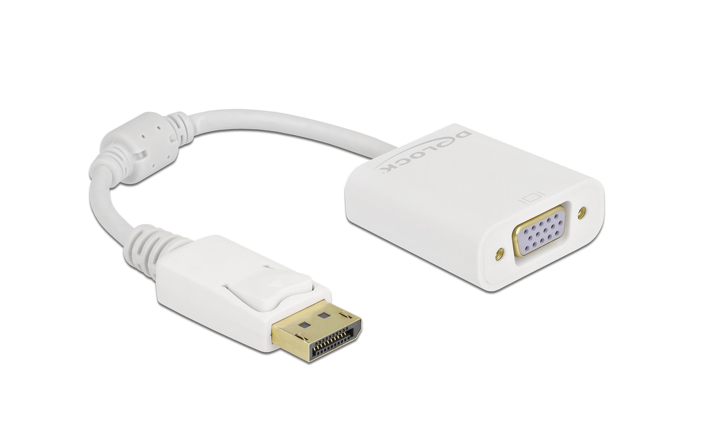 Monitoradapter DP 1.2 Stecker zu VGA Buchse Passiv, weiss