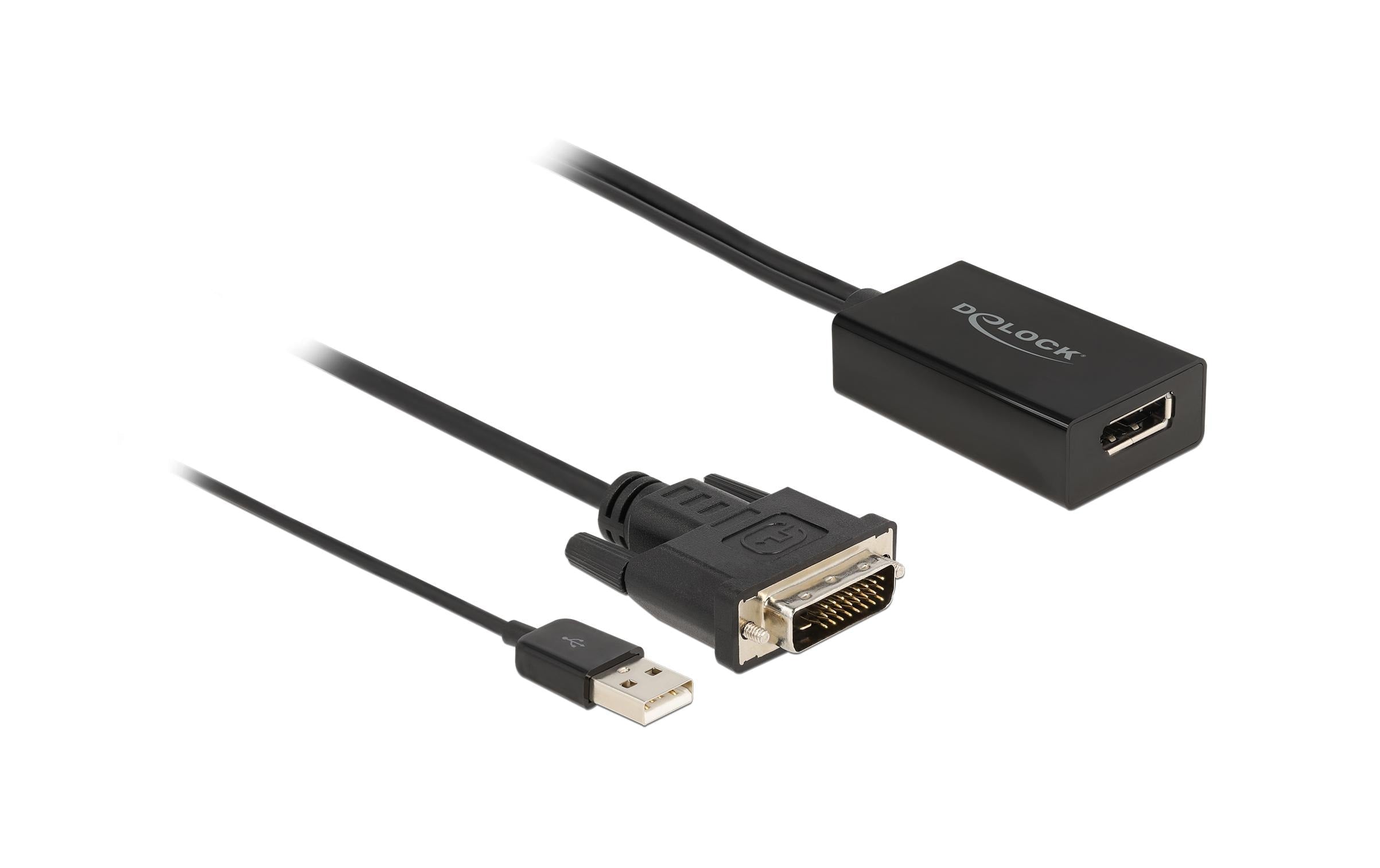 Delock Adap. DVI Ste. zu DP Buc,4k, Schwarz Mit HDR Funktion, 50cm