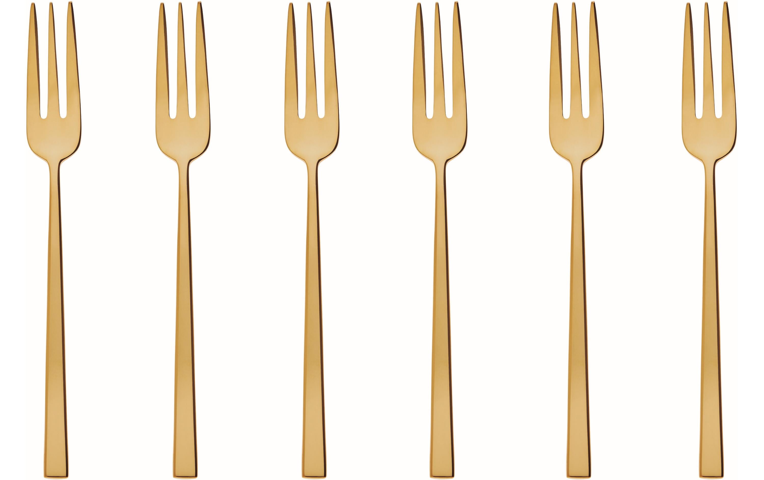 Sambonet Kuchengabel Rock 6er Set, Gold, PVD, GK