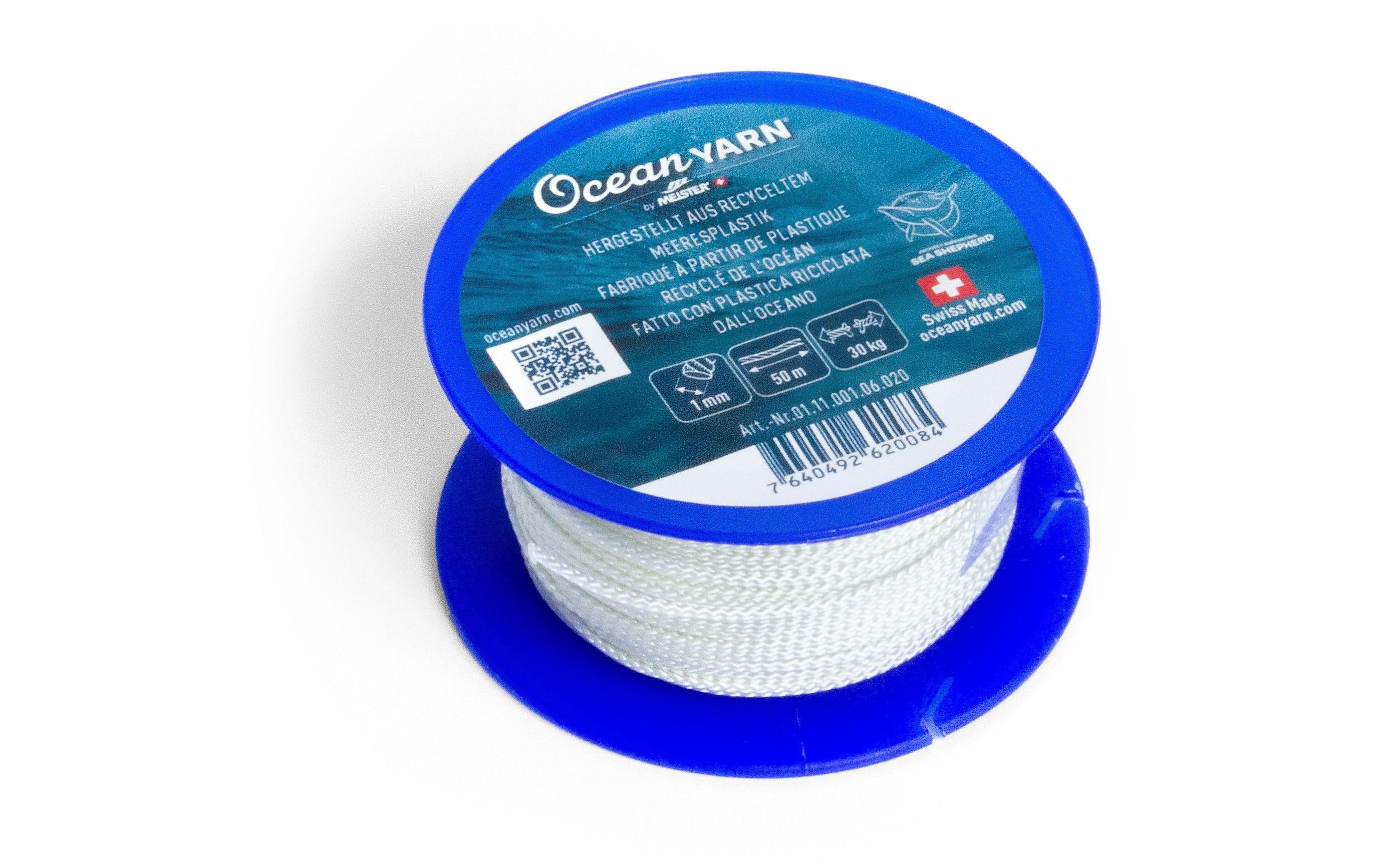 OceanYarn-Seil Normalgefl. 1mm/50m weiss Spule à 50m