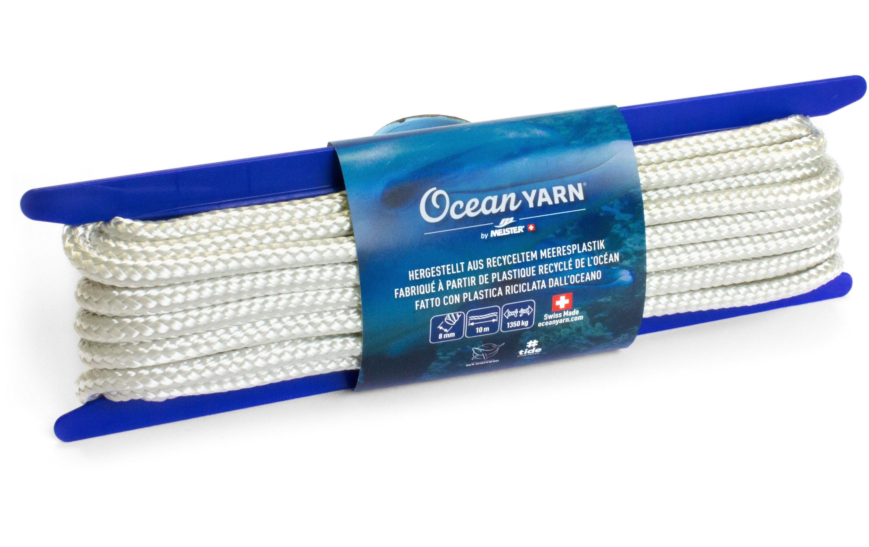 OceanYarn-Seil Normalgefl. 8mm/10m weiss Haspel à 10m