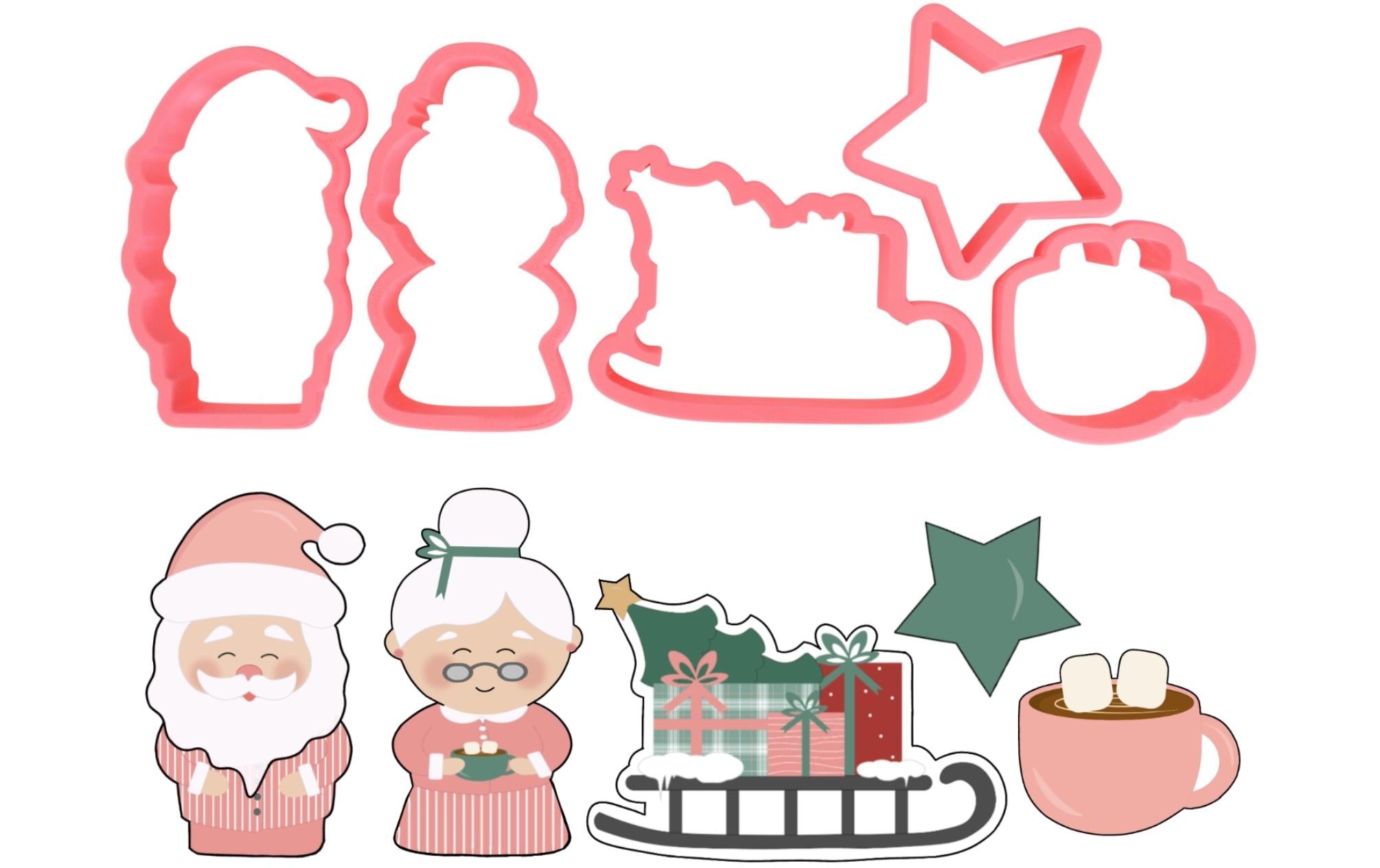 Backshop Ausstechform Santa Mr & Mrs biologisch abbaubarer Kunststoff