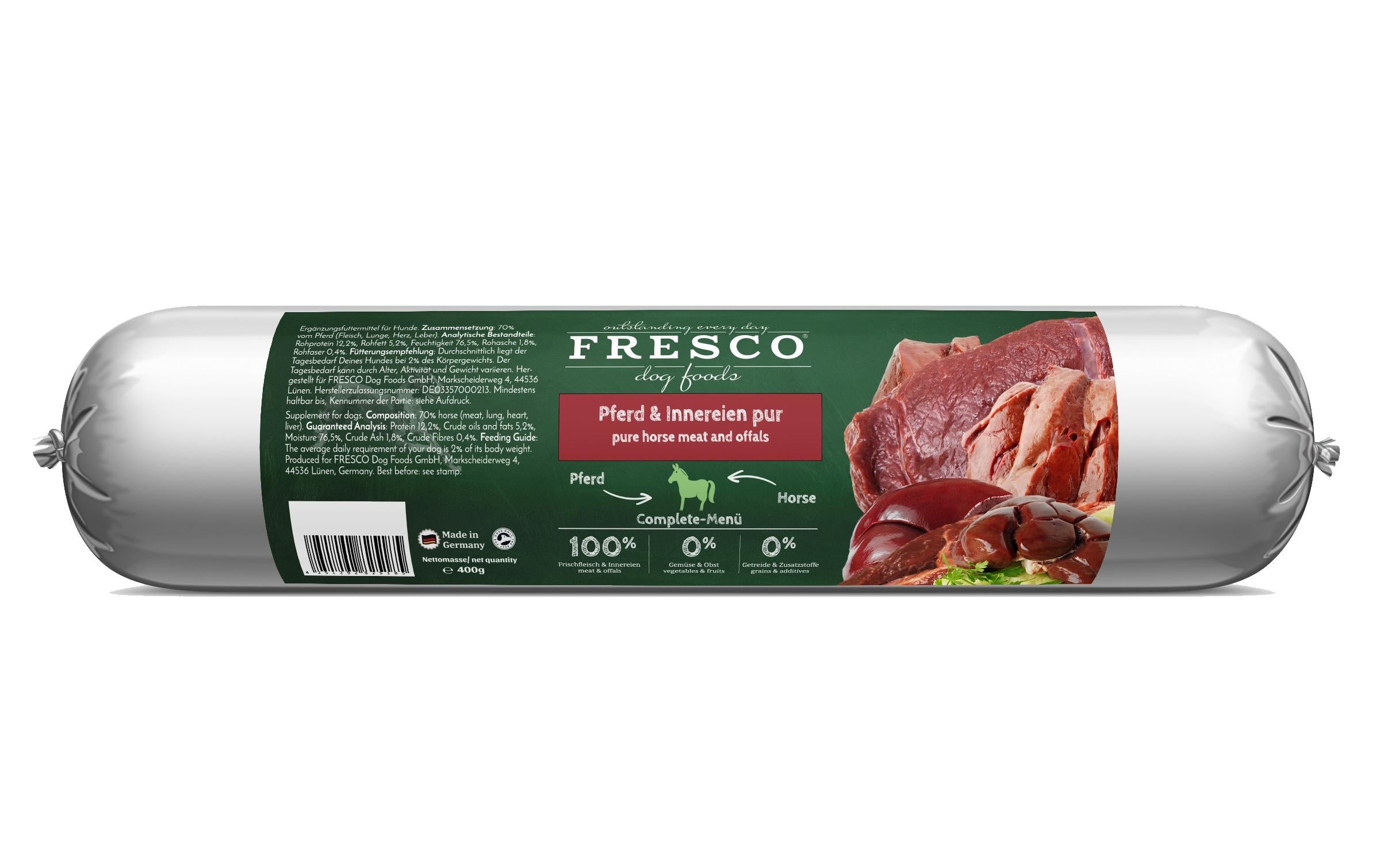 Fresco Nassfutter Wurst Pferd pur, 400 g