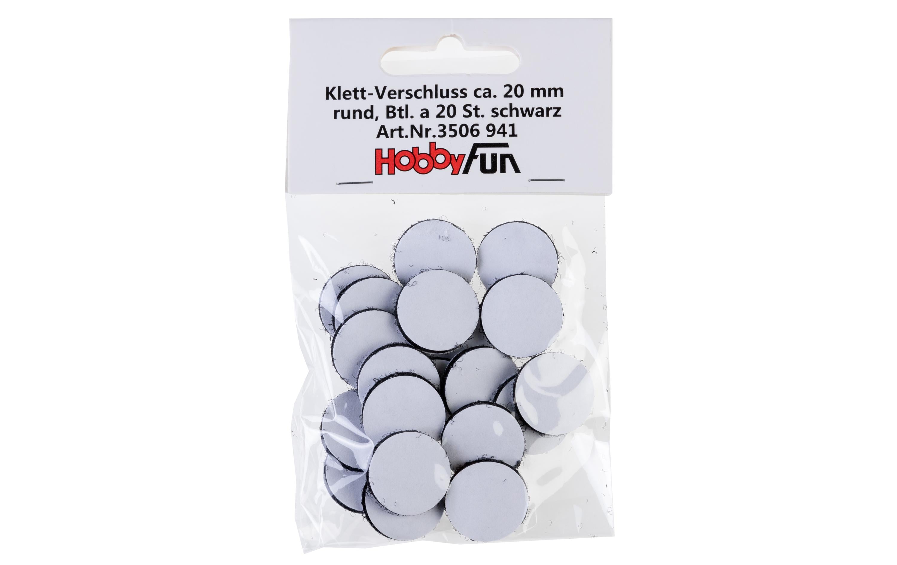 Hobbyfun Klett-Verschluss 20 mm rund schwarz, 20 Stück