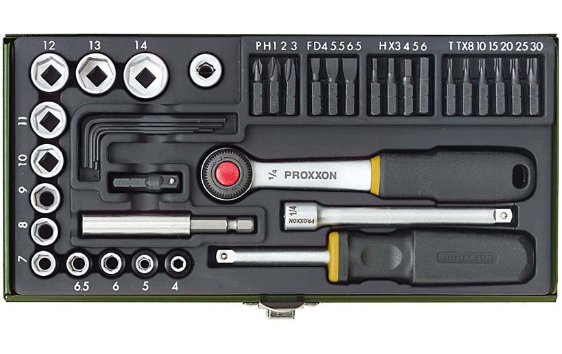 Proxxon Schraubersatz mit Magnethalter 1/4", 39-teilig.