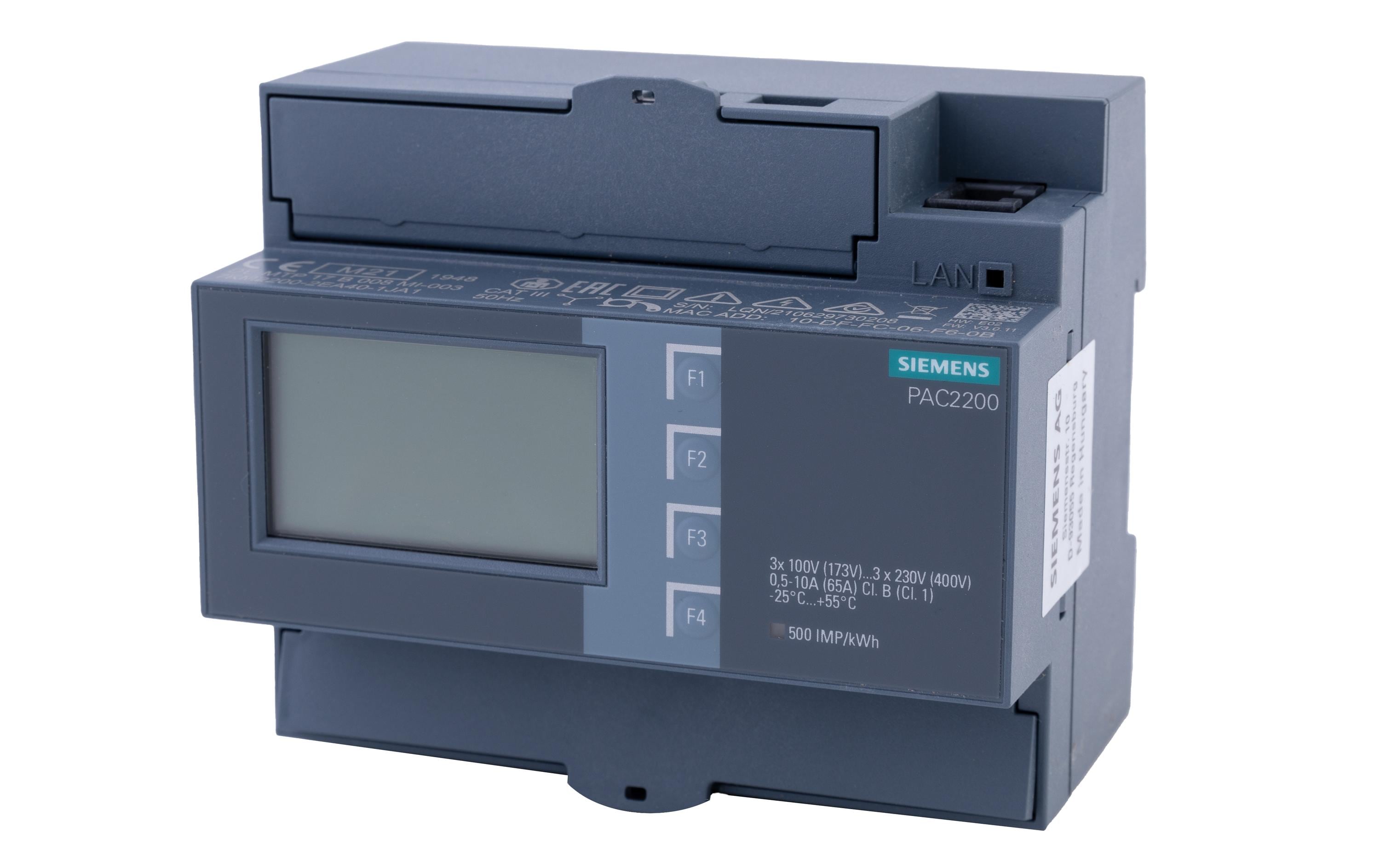 Siemens Meter MID LAN 7KM2200-2EA40-1JA1 bis 5 A, Direktmes., 3 phasig, Modbus TCP