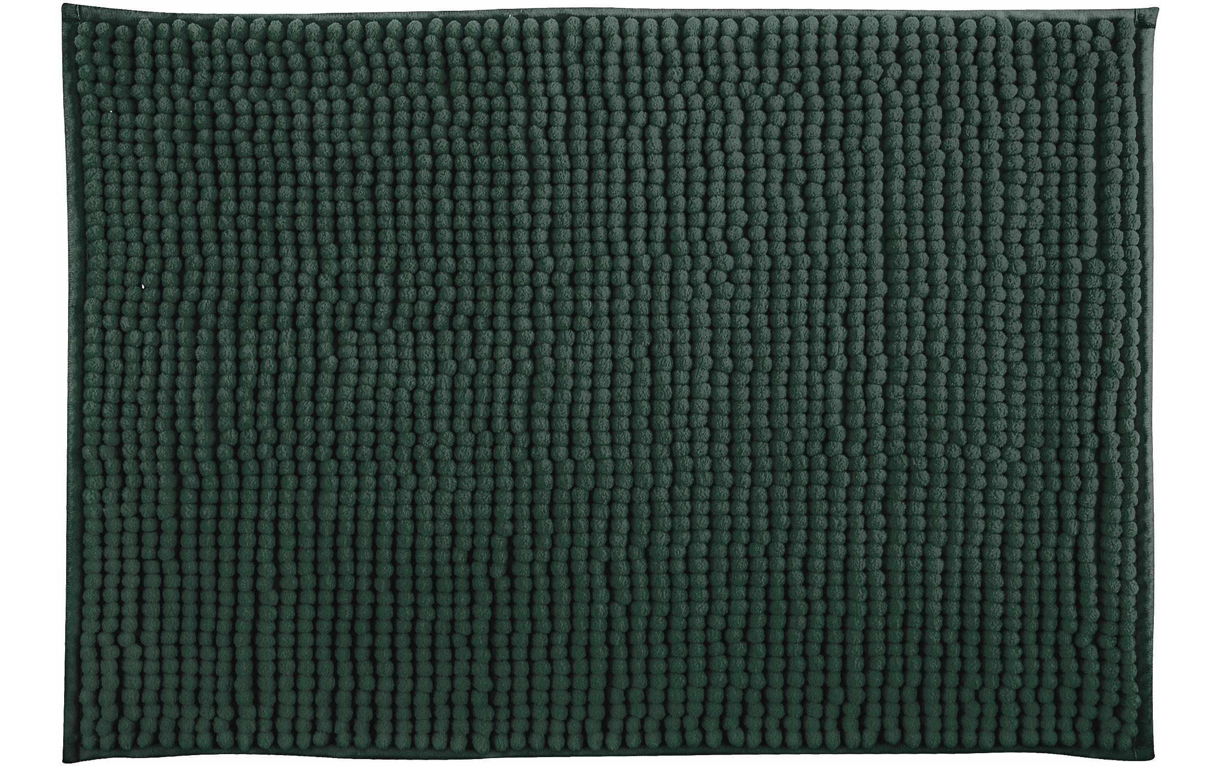 MSV Badteppich Chenille, Dunkelgrün 40x60 cm, Hochfloor, Microfaser,30° waschen