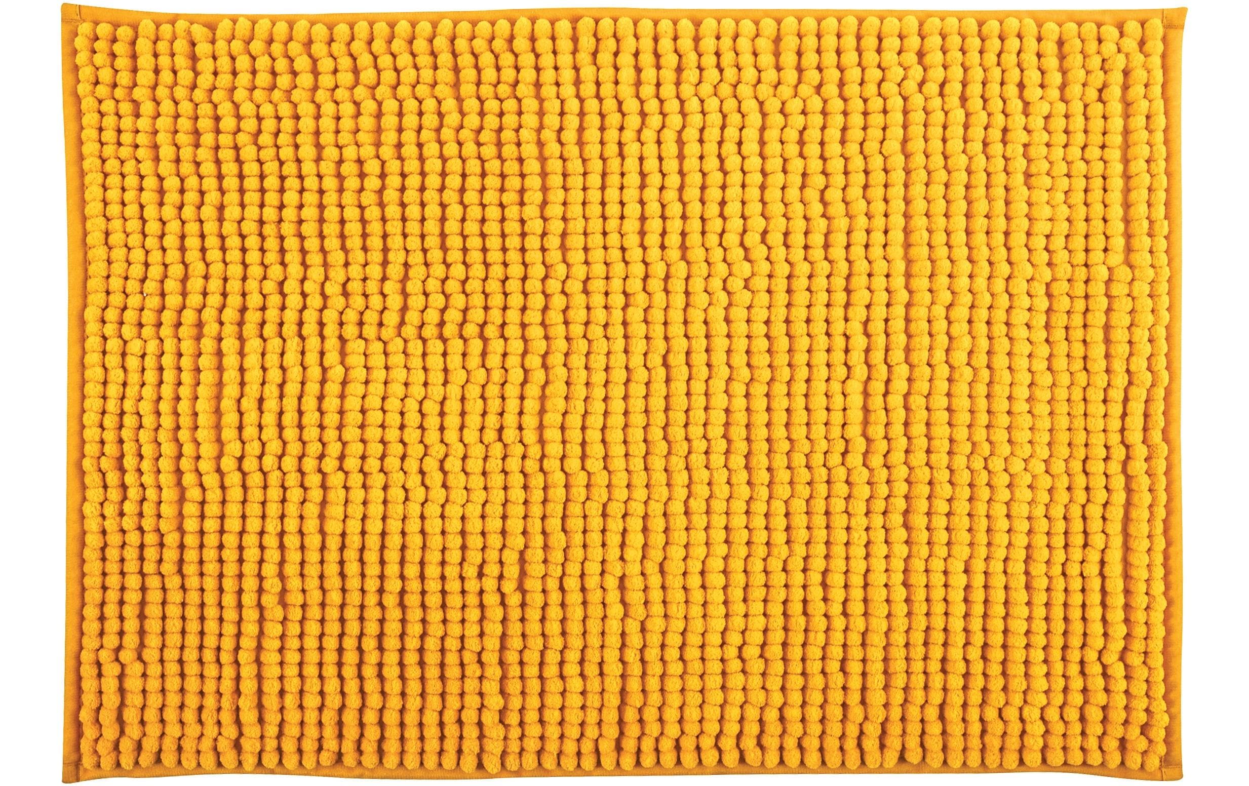 MSV Badteppich Chenille, Gelb (Safran) 40x60 cm, Hochfloor, Microfaser,30° waschen