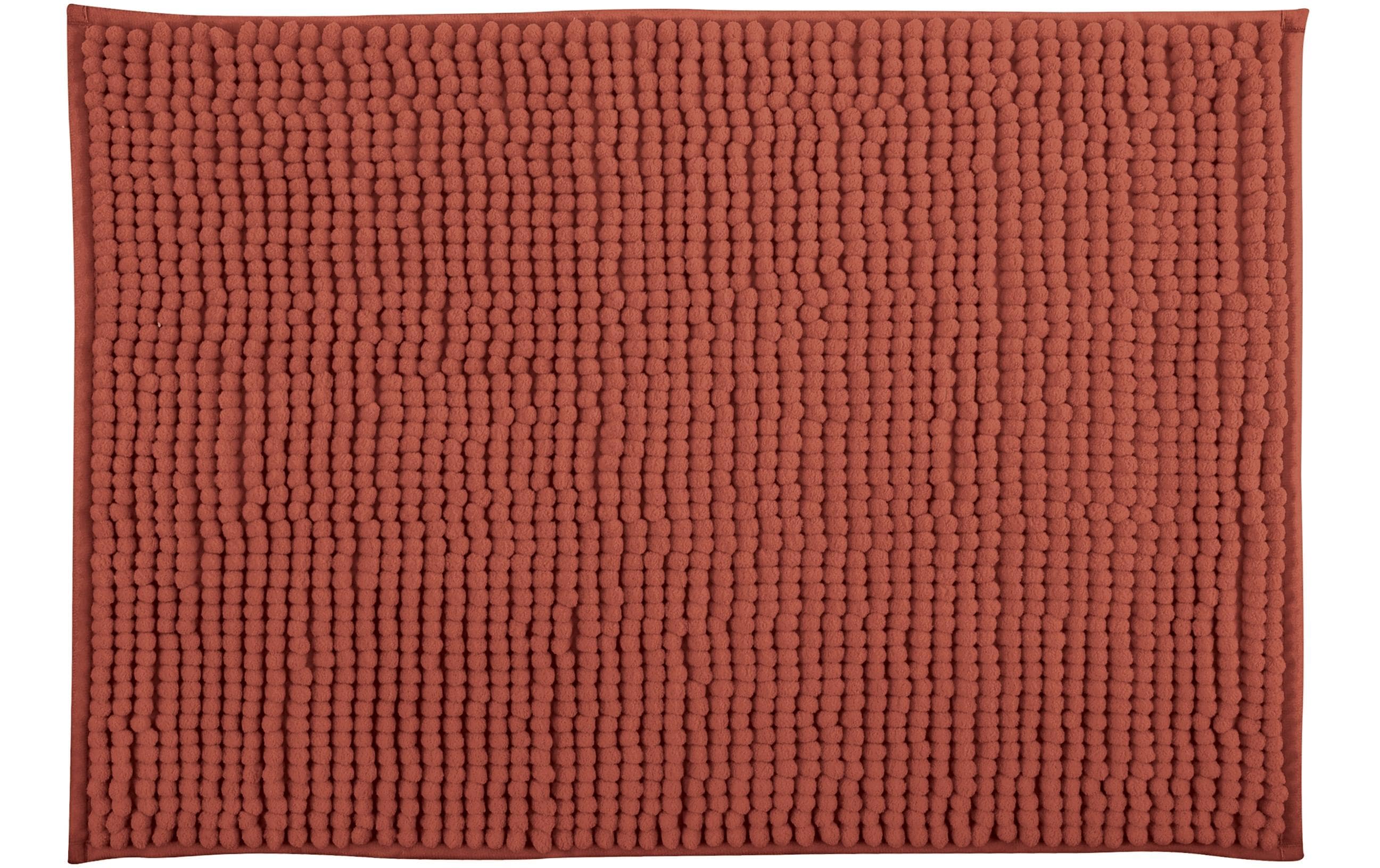 MSV Badteppich Chenille, Terracotta 40x60 cm, Hochfloor, Microfaser,30° waschen