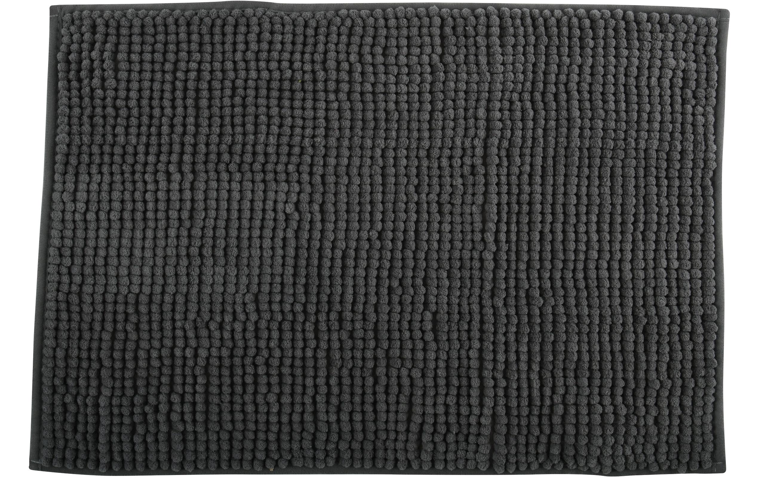 MSV Badteppich Chenille, Dunkelgrau 40x60 cm, Hochfloor, Microfaser,30° waschen