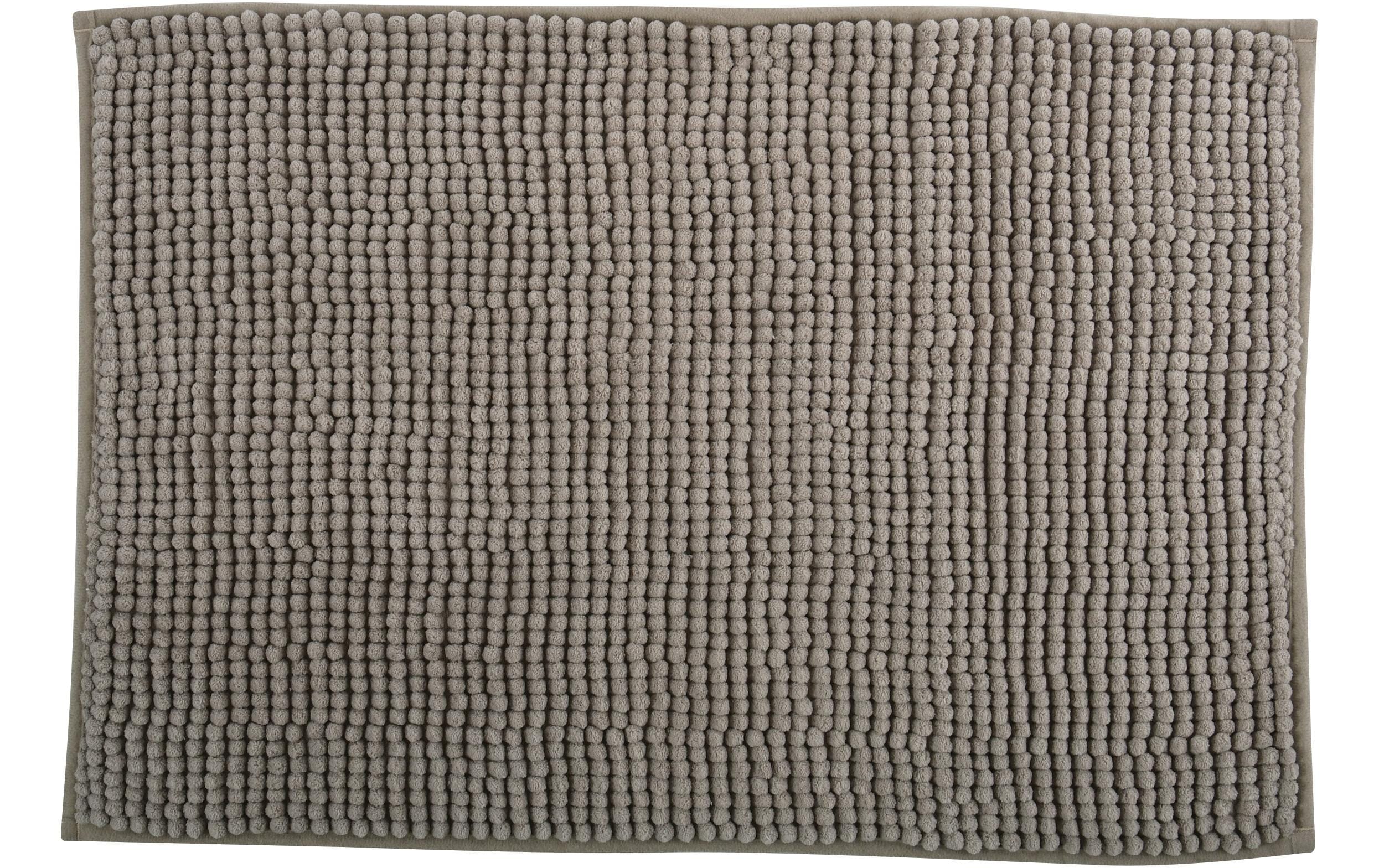 MSV Badteppich Chenille, Taupe 40x60 cm, Hochfloor, Microfaser,30° waschen