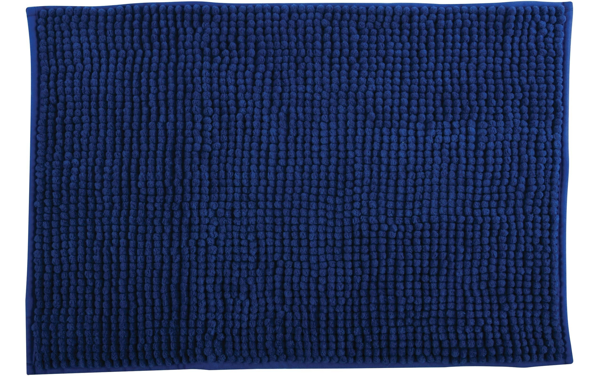 MSV Badteppich Chenille, Dunkelblau 40x60 cm, Hochfloor, Microfaser,30° waschen
