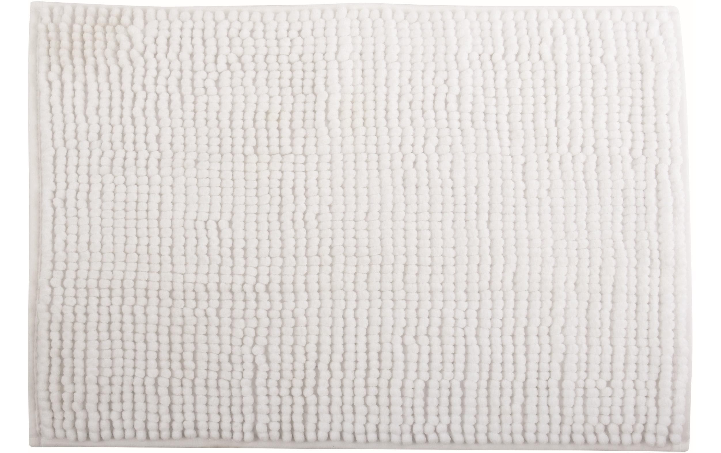 MSV Badteppich Chenille, Weiss 40x60 cm, Hochfloor, Microfaser,30° waschen