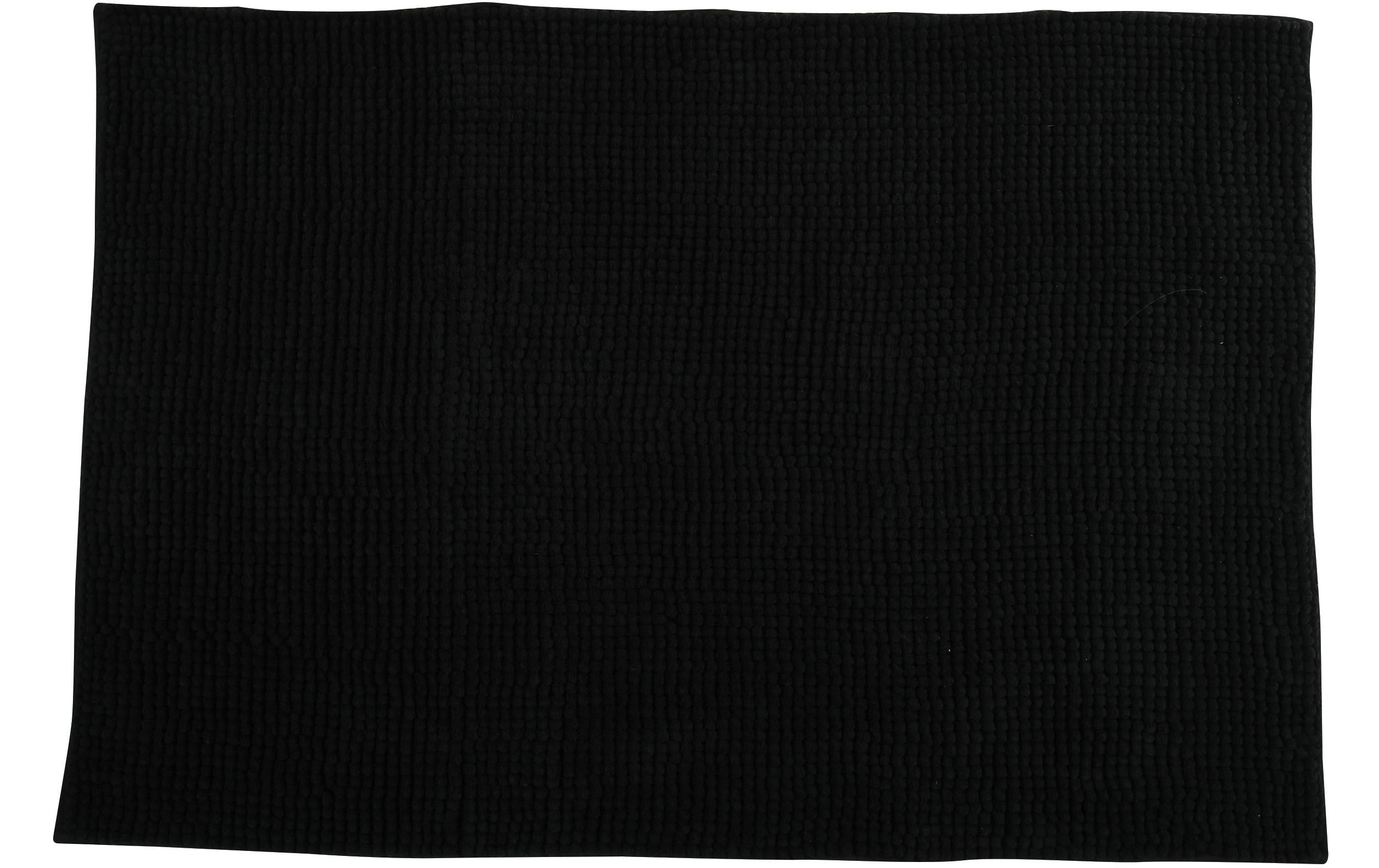 MSV Badteppich Chenille, Schwarz 40x60 cm, Hochfloor, Microfaser,30° waschen