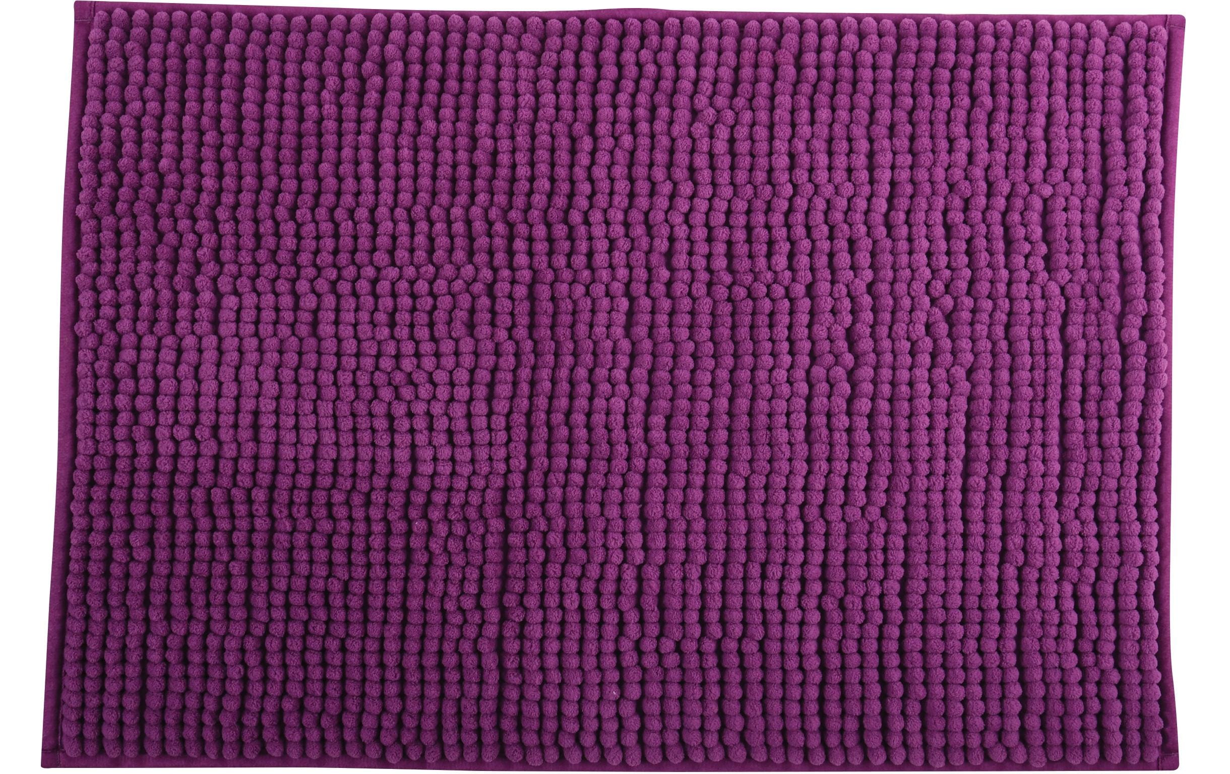 MSV Badteppich Chenille, Violett 40x60 cm, Hochfloor, Microfaser,30° waschen