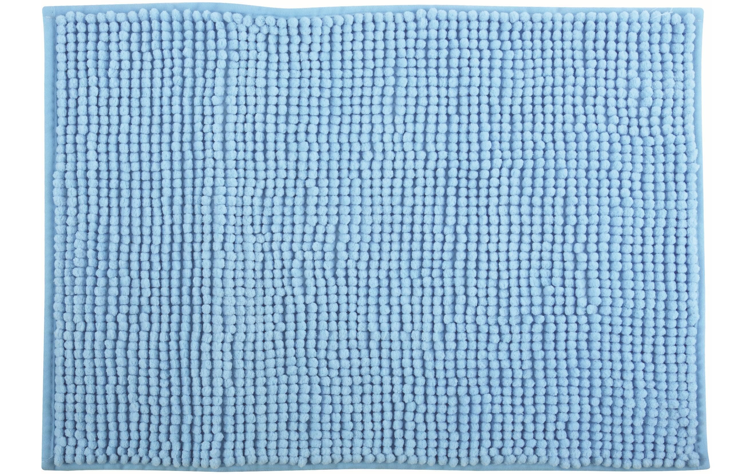 MSV Badteppich Chenille, Hellblau 40x60 cm, Hochfloor, Microfaser,30° waschen