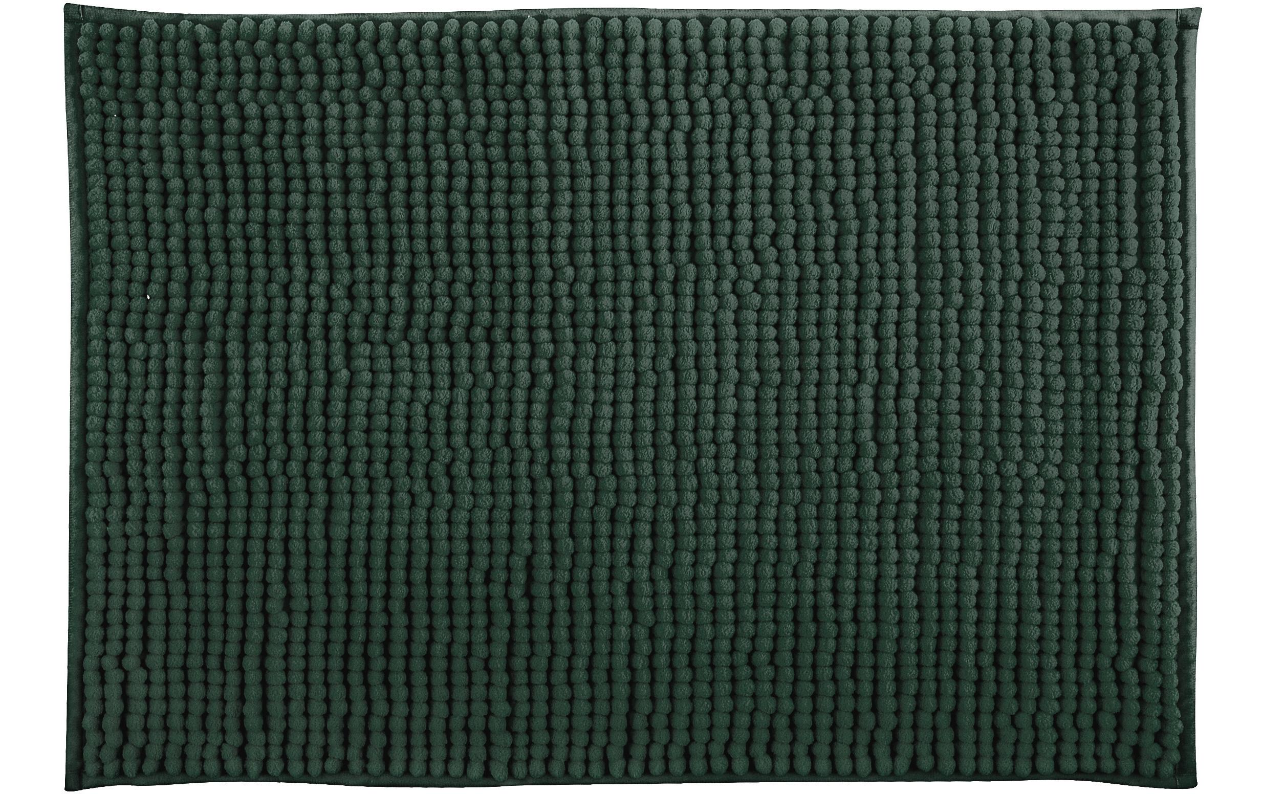 MSV Badteppich Chenille, Dunkelgrün 60x90 cm, Hochfloor, Microfaser,30° waschen