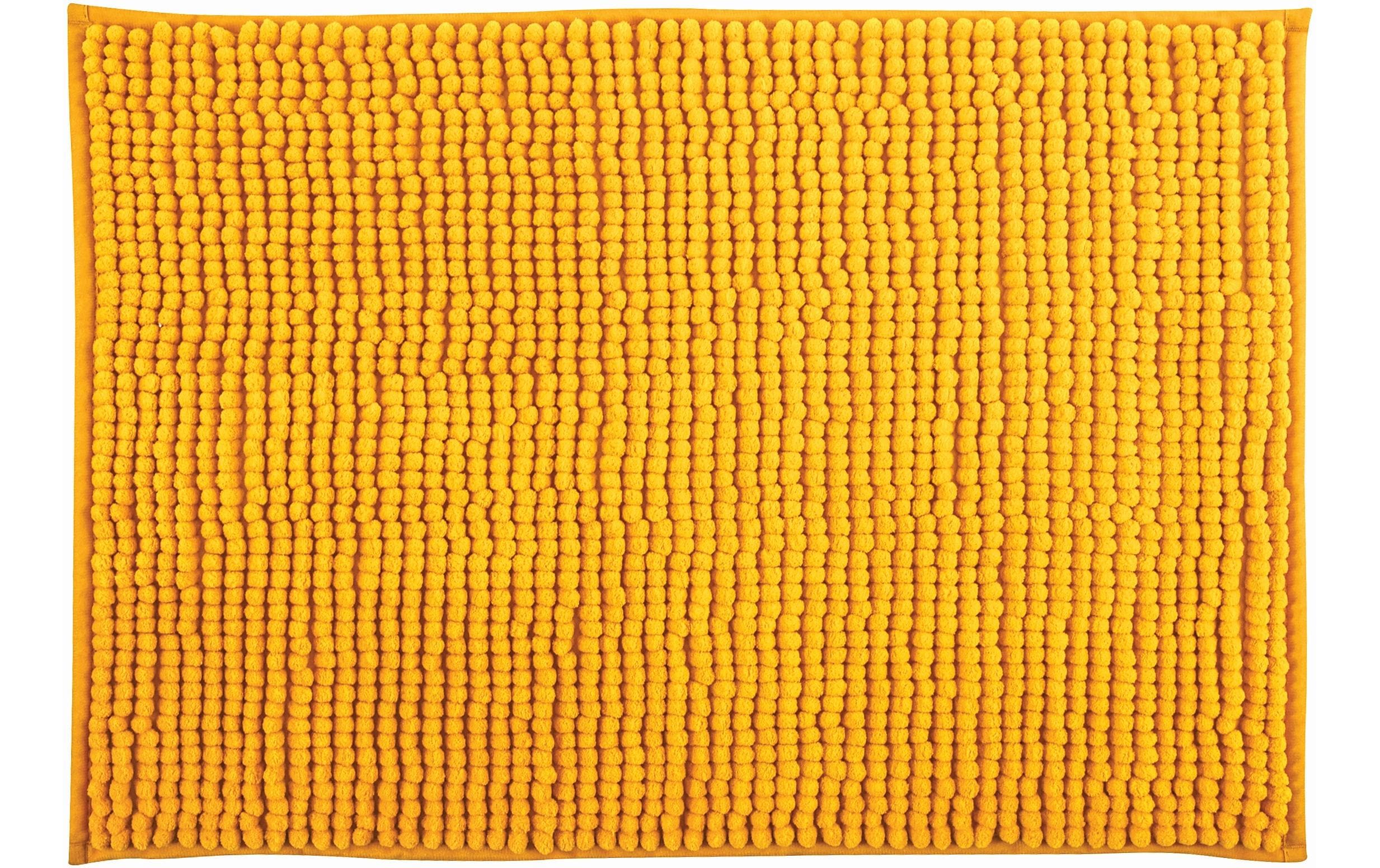 MSV Badteppich Chenille, Gelb (Safran) 60x90 cm, Hochfloor, Microfaser,30° waschen