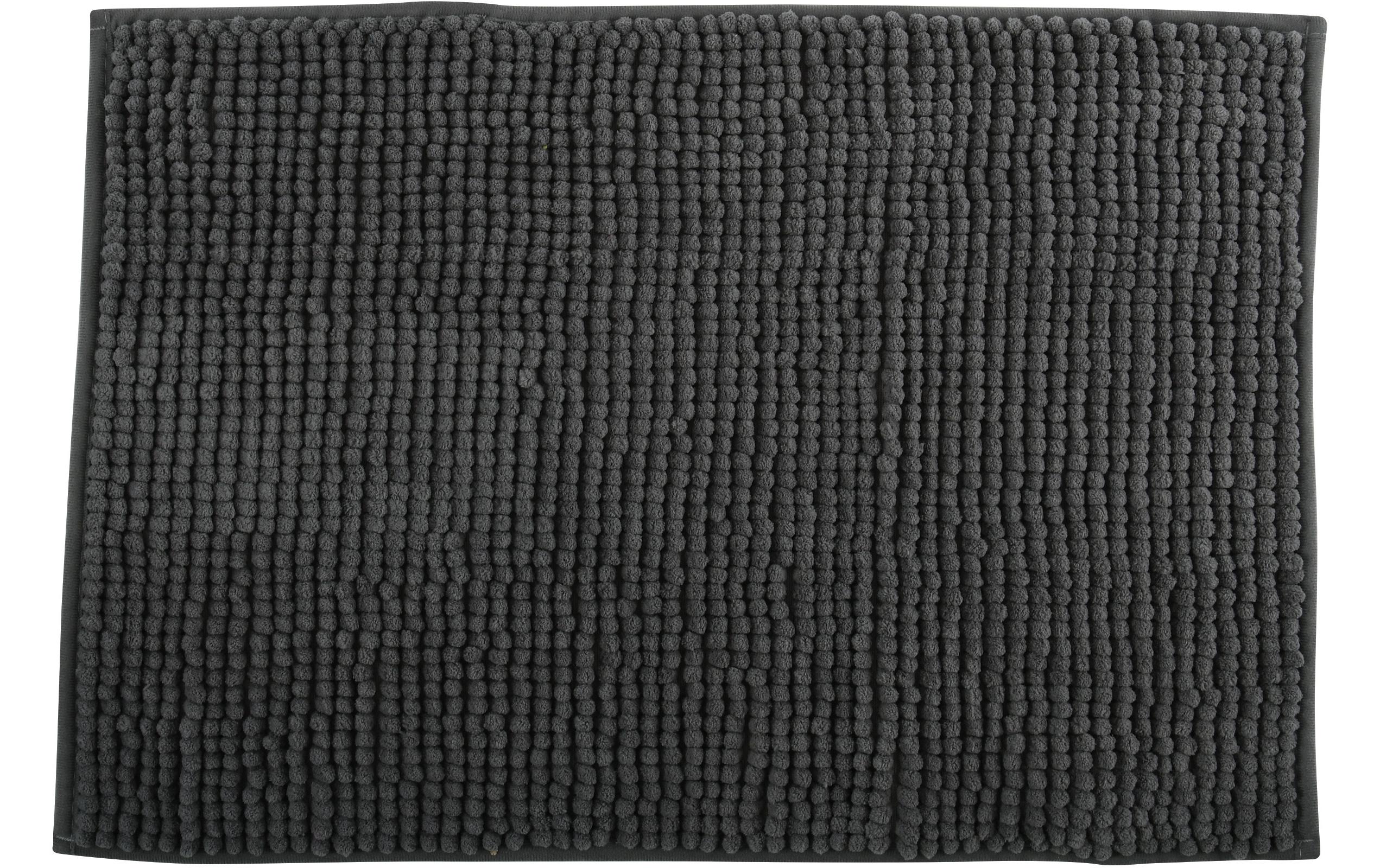 MSV Badteppich Chenille, Dunkelgrau 60x90 cm, Hochfloor, Microfaser,30° waschen
