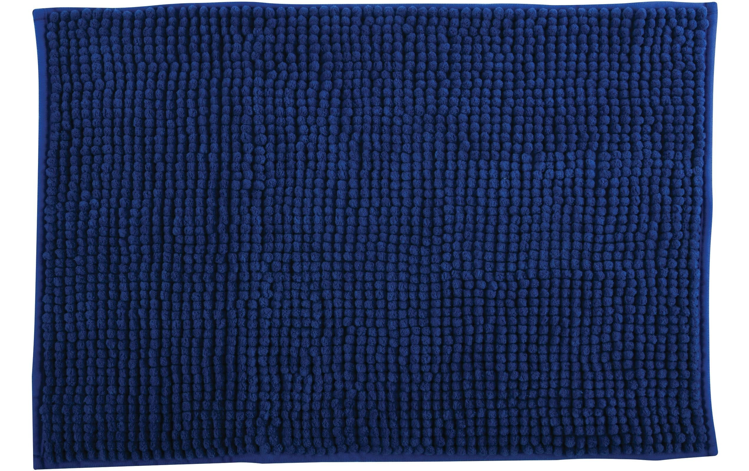 MSV Badteppich Chenille, Dunkelblau 60x90 cm, Hochfloor, Microfaser,30° waschen
