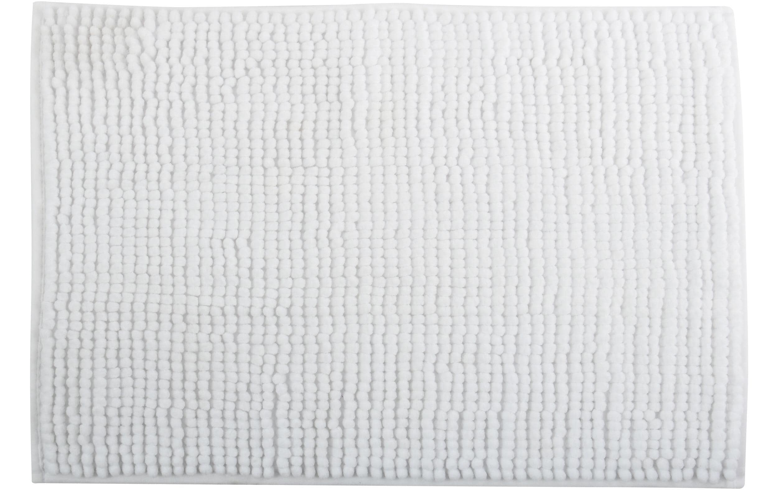 MSV Badteppich Chenille, Weiss 60x90 cm, Hochfloor, Microfaser,30° waschen