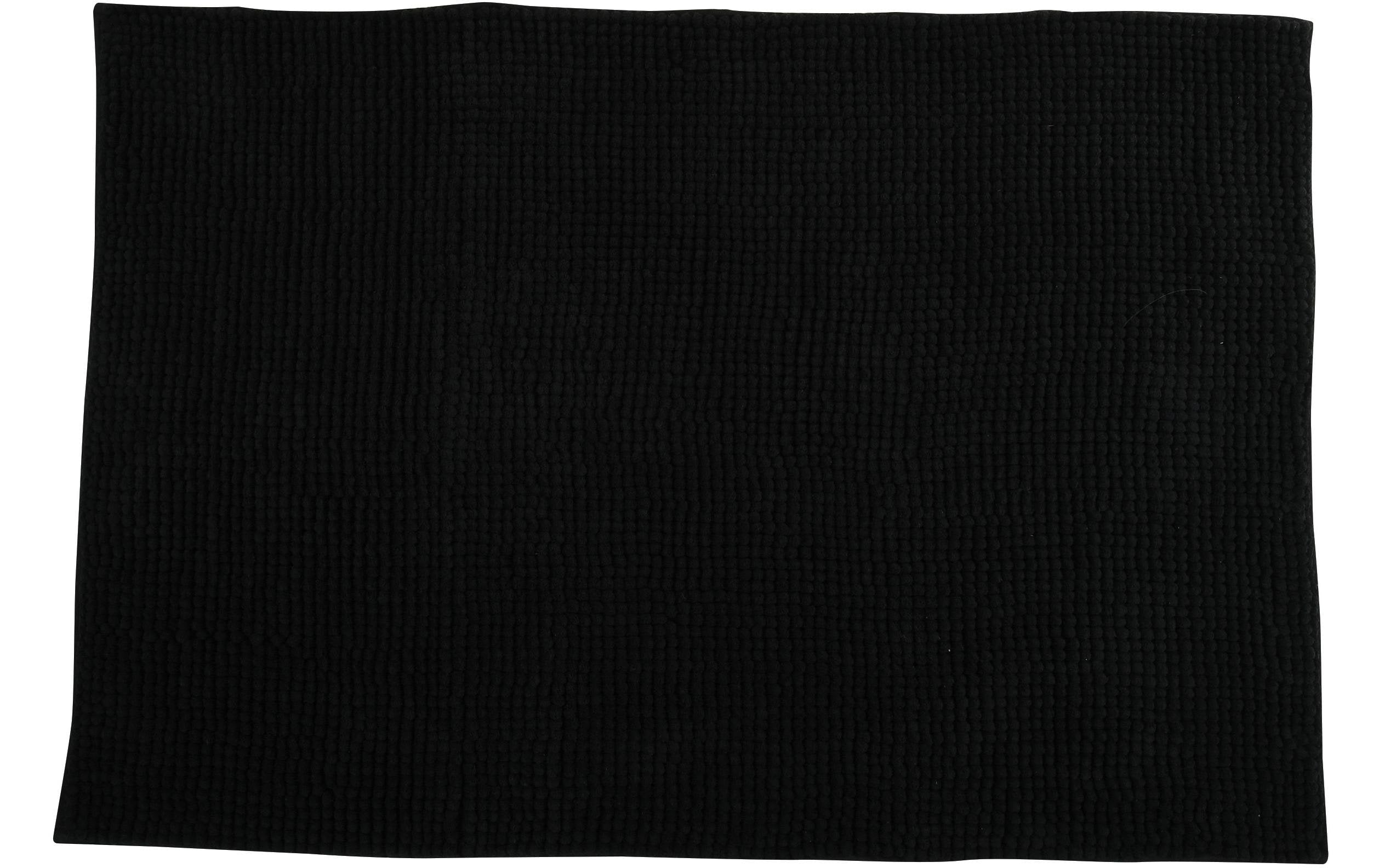 MSV Badteppich Chenille, Schwarz 60x90 cm, Hochfloor, Microfaser,30° waschen