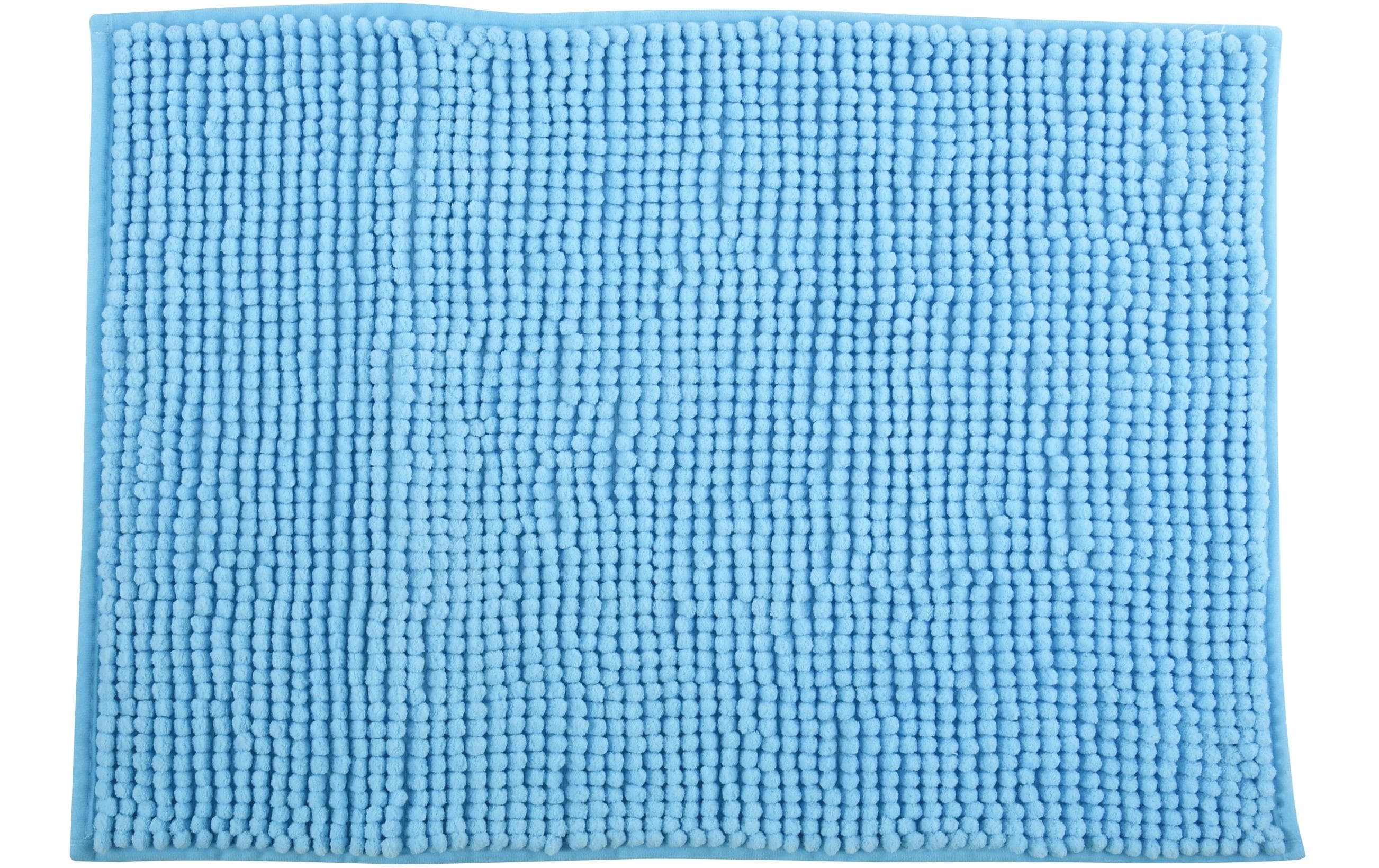 MSV Badteppich Chenille, Hellblau 60x90 cm, Hochfloor, Microfaser,30° waschen