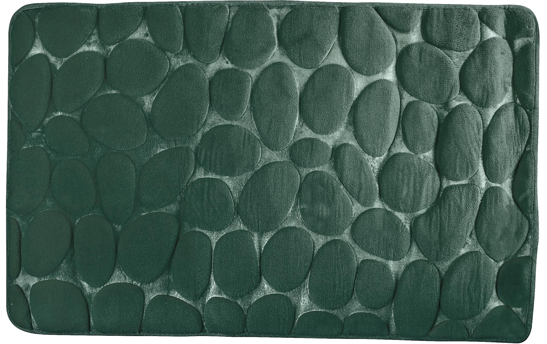 MSV Badematte Kiesel, Grün 40x60 cm, Mikrofiber & PVC, 30° waschbar