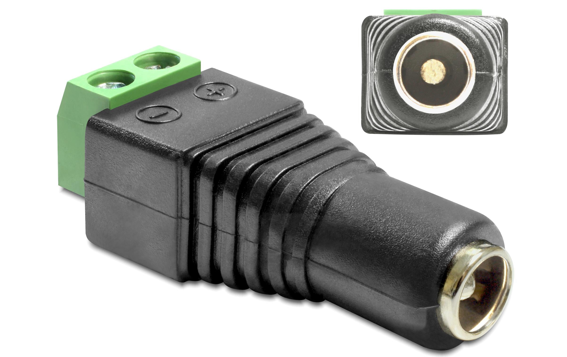 Delock Adapter DC, 5,5 x 2,5mm Buchse Terminalblock, 2 Pin