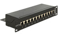 12-Port 10" Patchpanel Cat.6A schwarz, 12x RJ-45, LSA