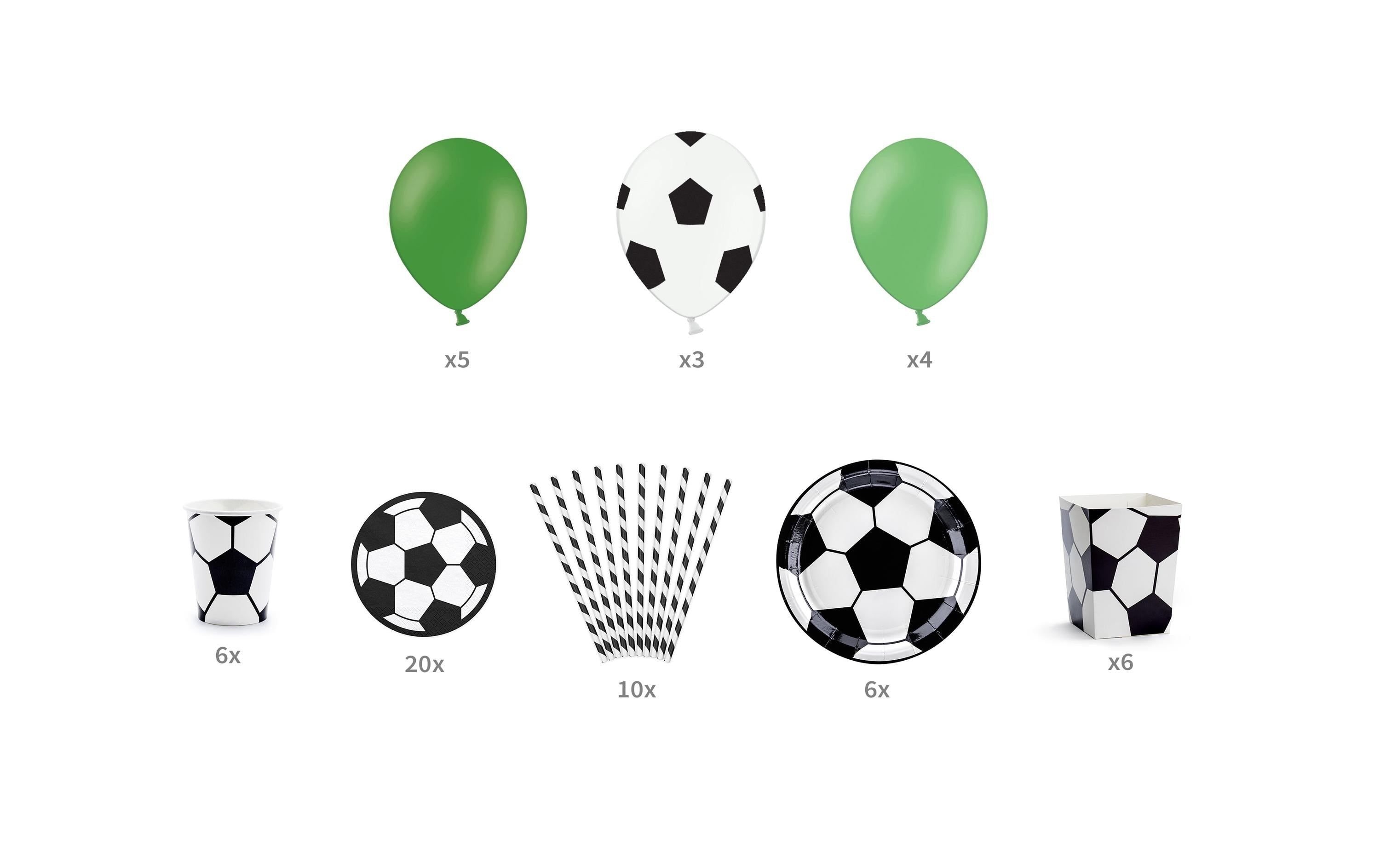 Partydeco Decorations Set Football 6-teilig, schwarz-weiss / grün