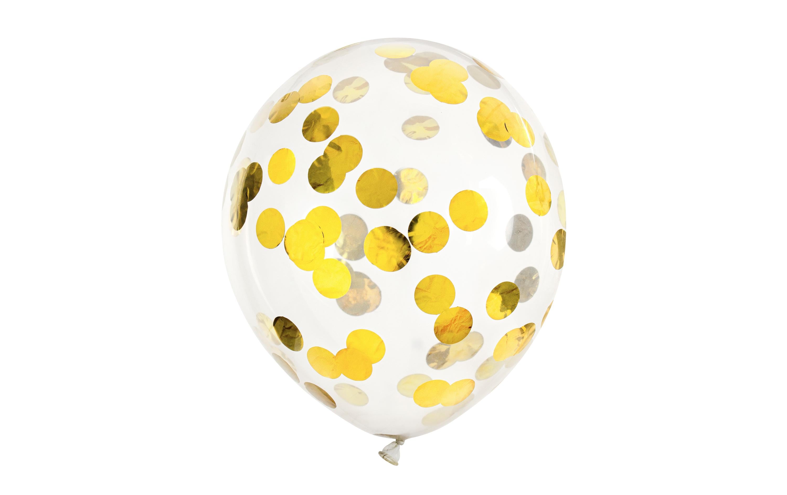 Partydeco Ballon Konfetti rund gold transparent 30 cm
