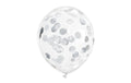 Partydeco Ballon Konfetti rund silber transparent 30 cm
