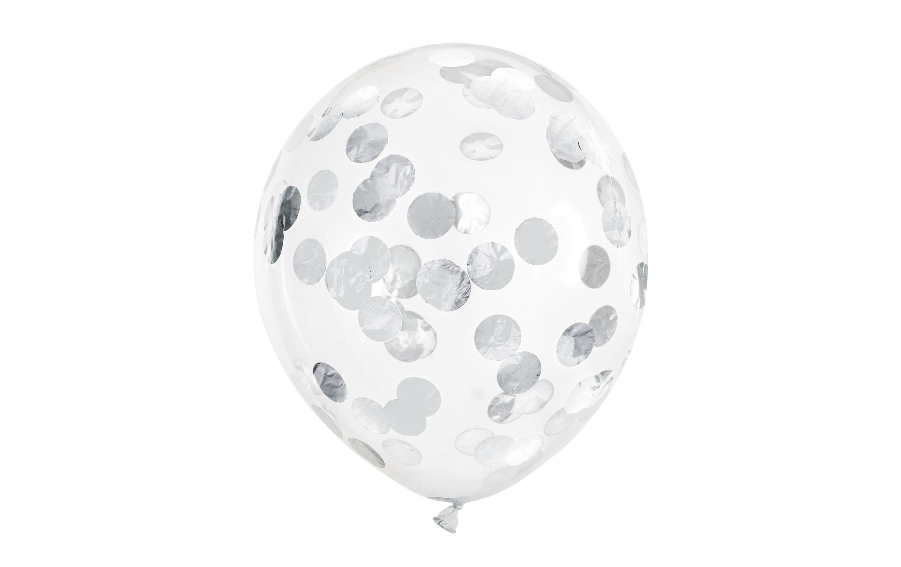 Partydeco Ballon Konfetti rund silber transparent 30 cm
