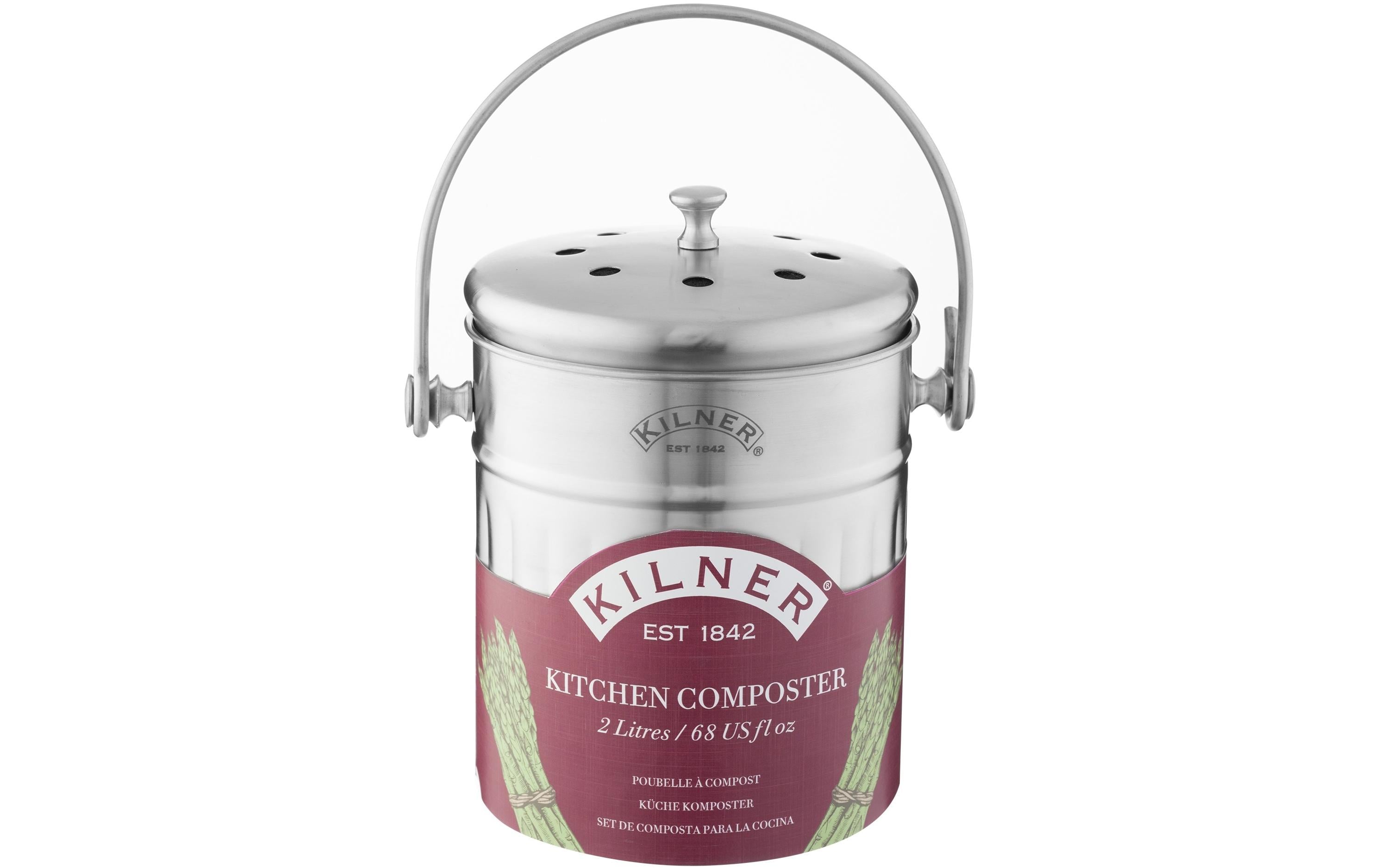 Kilner Komposteimer 2 Liter Ø 14 cm, Höhe 19cm, Edelstahl