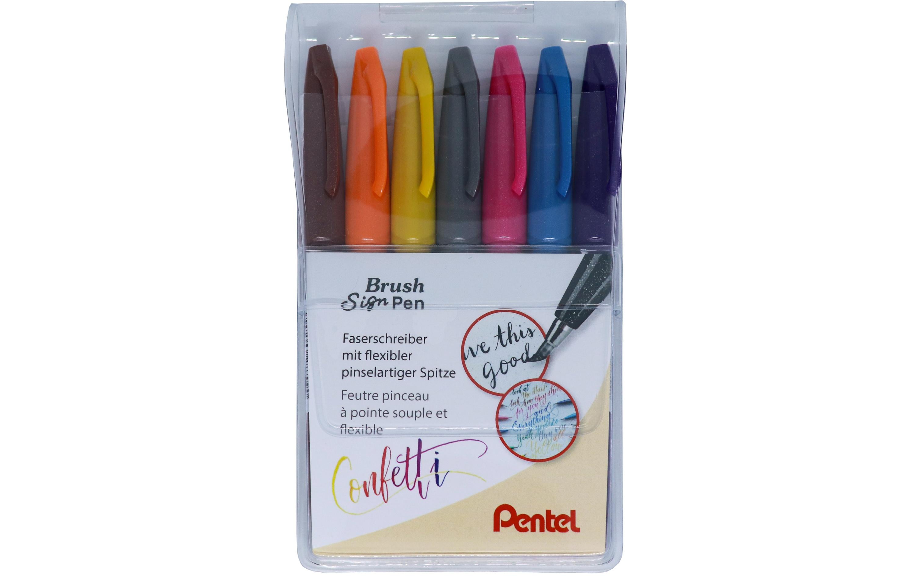Pentel Brush Sign Pen, Faserschreiber 7er Set