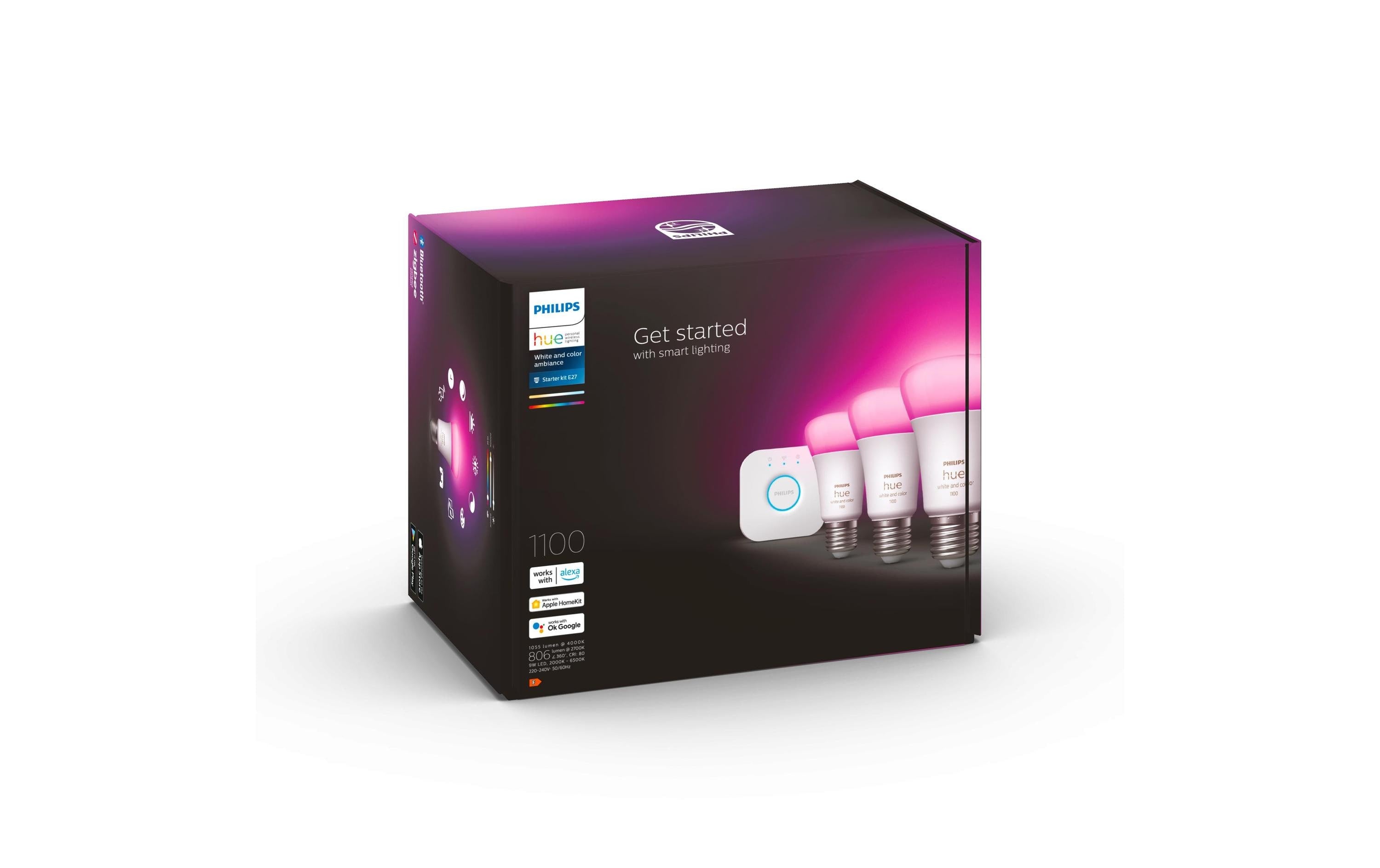 Philips Hue White & Col. Amb. E27 3er Starter Set inkl 3x1100lm