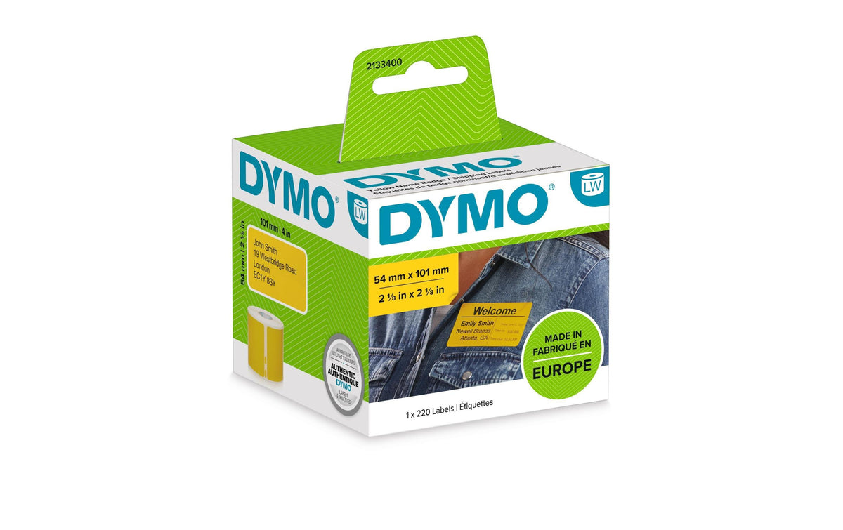 Dymo Versand-Etiketten 54x101mm, gelb 1 Rolle à 220 Etiketten, schwarz auf gelb