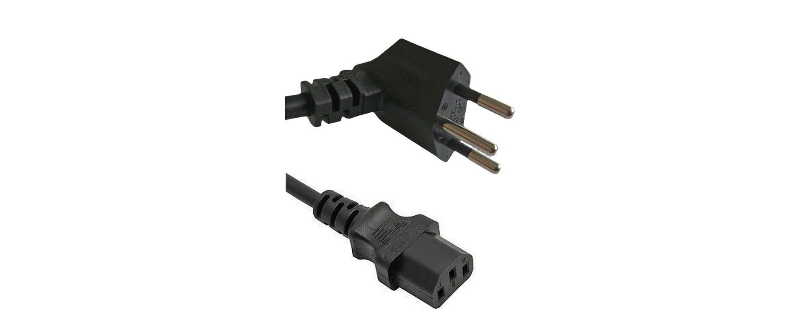 Netzkabel 220V 2m, 90° Winkel, schwarz Kaltgerätestecker