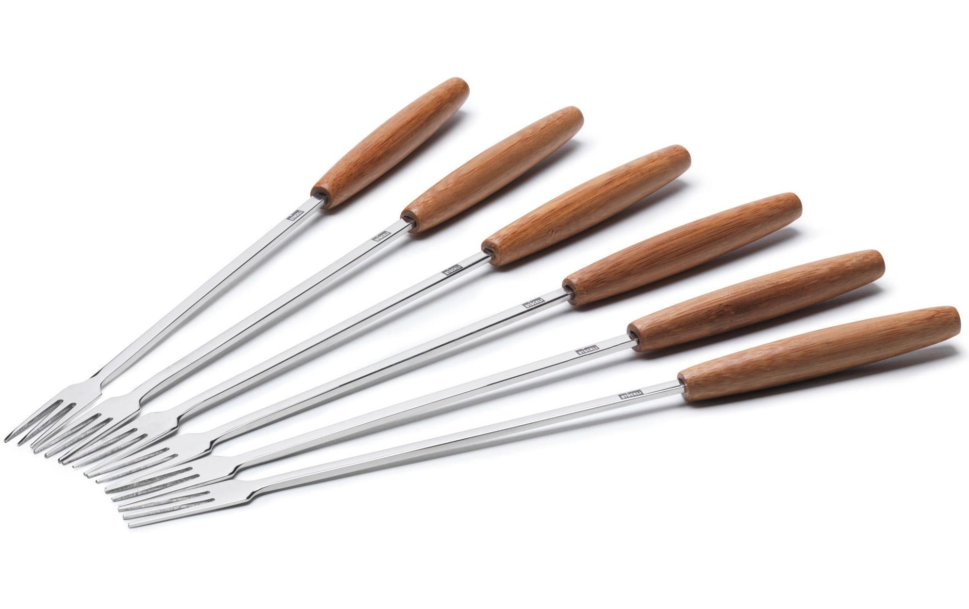Stöckli Käsefonduegabeln mit Holzgriff Packung à 6 Stück, 29 cm lang