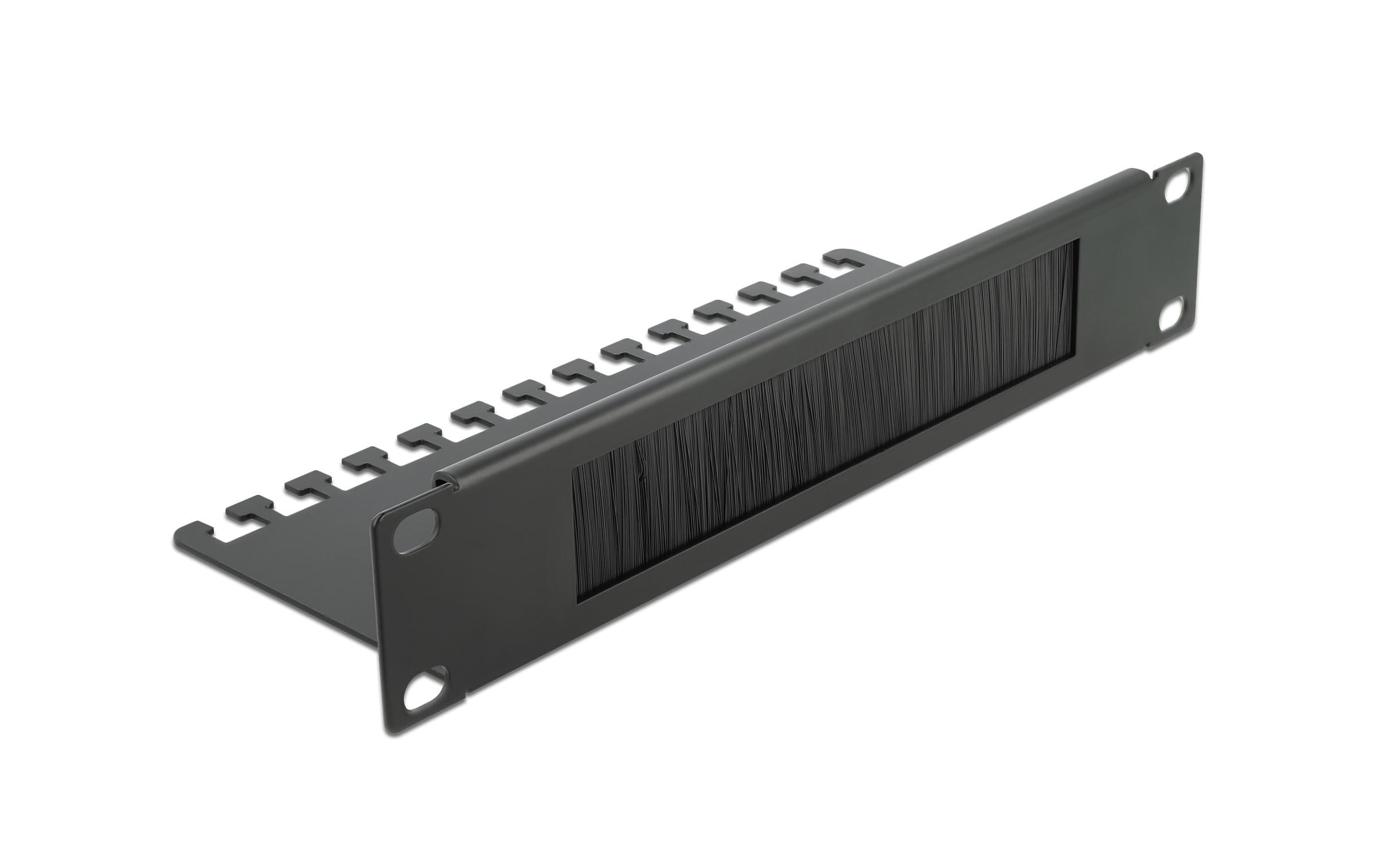 Delock Kabelmanagement 10" Bürstenleiste Kabelabfangplatte, 1 HE, schwarz