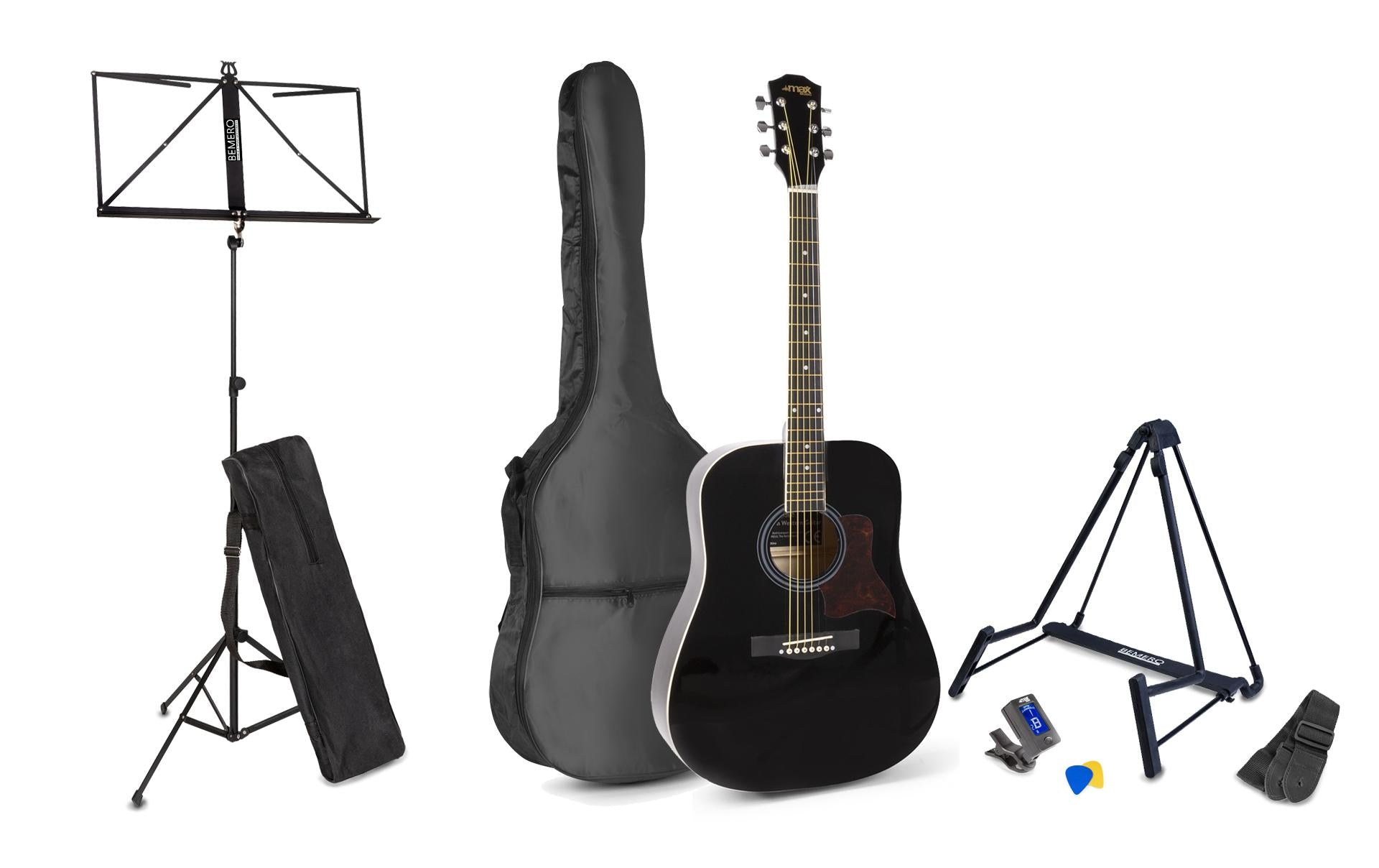 MAX SoloJam Kit Westerngitarrenset, schwarz