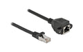 Delock Verlängerungskabel: S/FTP RJ45-RJ45 Stecker zu Buchse, Cat.6A, 25cm, schwarz
