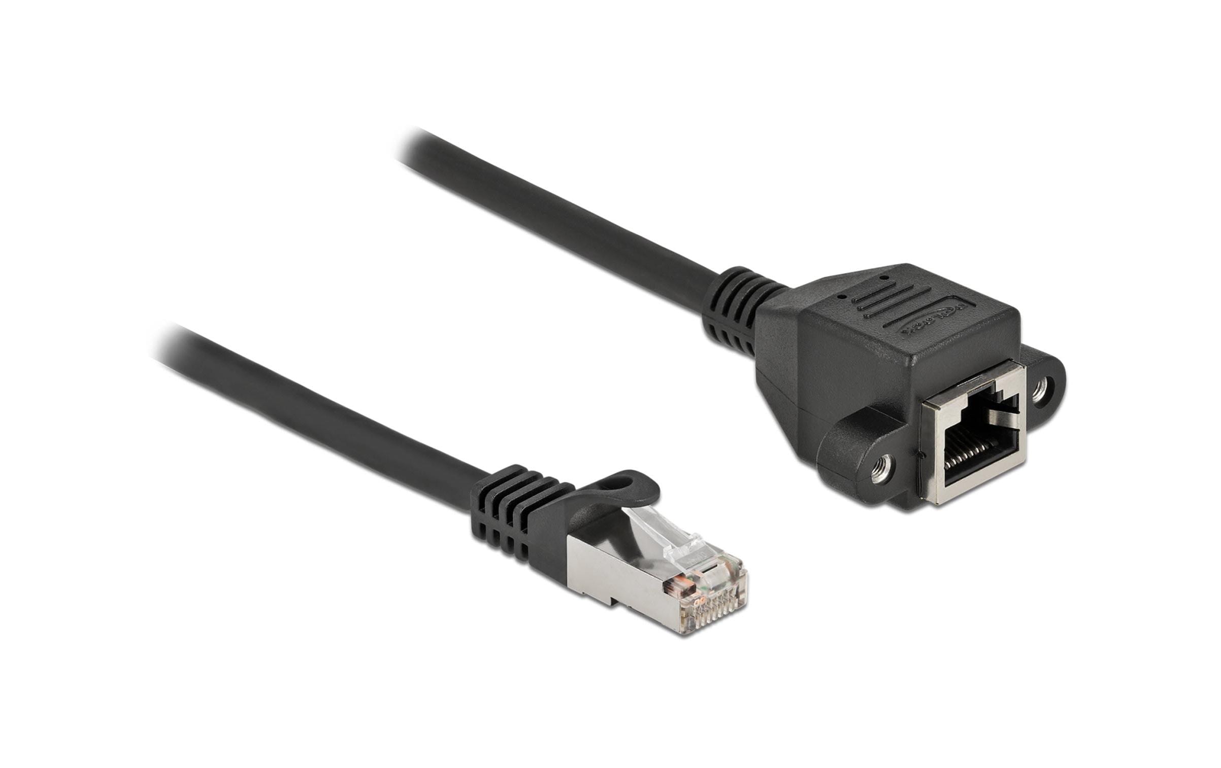 Delock Verlängerungskabel: S/FTP RJ45-RJ45 Stecker zu Buchse, Cat.6A, 25cm, schwarz