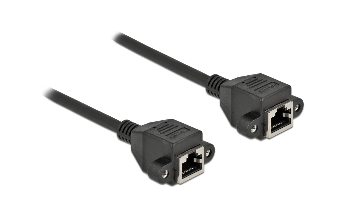 Delock Verlängerungskabel: S/FTP RJ45-RJ45 Buchse zu Buchse, Cat.6A, 1m, schwarz