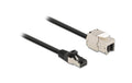 Delock Kabel RJ45 Stecker zu Keystone Modul Stecker zu RJ45 Buchse,Cat.6A,1m,schwarz