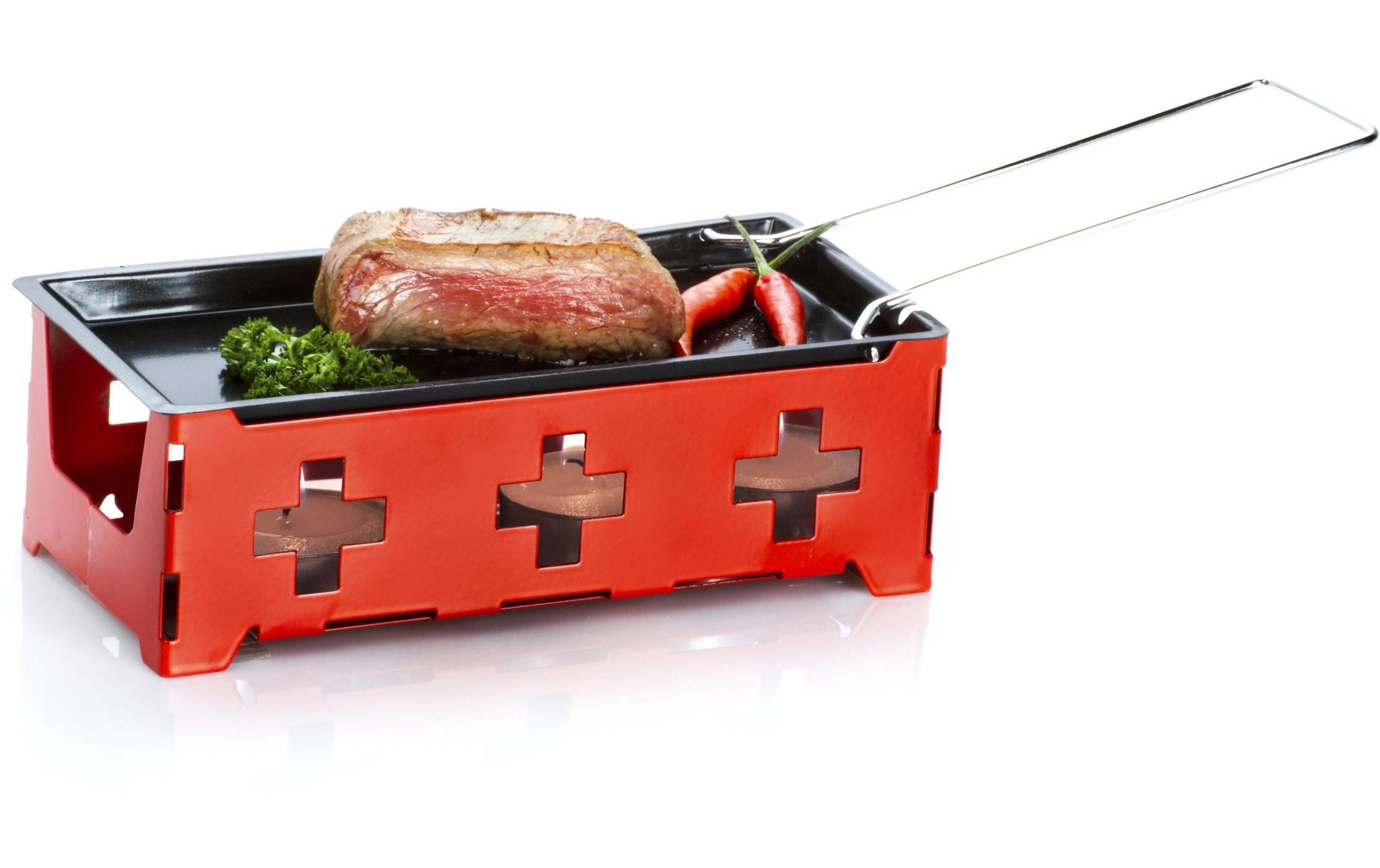 Nouvel Raclette H‘eat Cheese! @home mit 4 Rechaudkerzen, rot