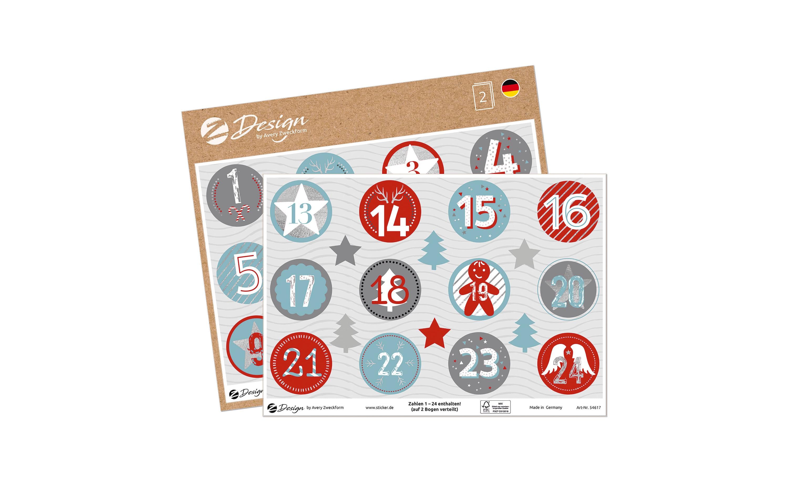 Avery Zweckform Motivsticker A5 Zahlen 1-24